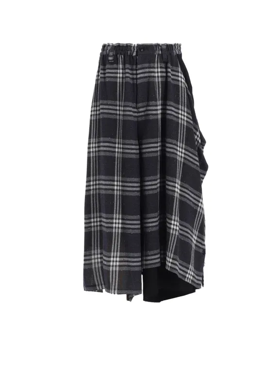 GAUZE PLAID LEFT DOUBLE BUTTON OPEN PANTS sold by Yohji Yamamoto