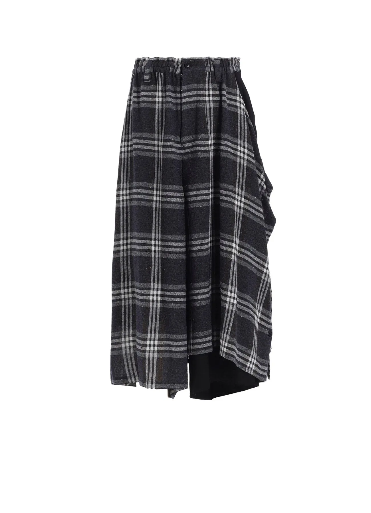 GAUZE PLAID LEFT DOUBLE BUTTON OPEN PANTS sold by Yohji Yamamoto