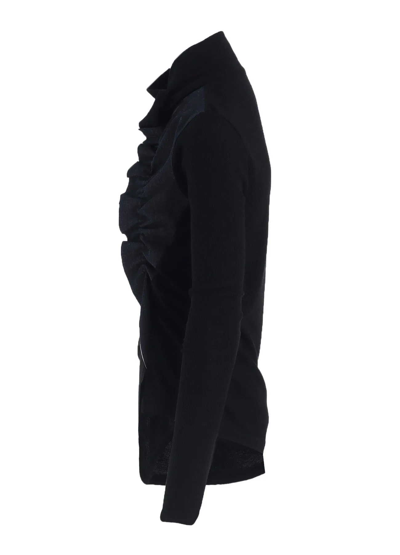 RIB/DENIM COMBINATION HIGH NECK T WITH GATHERS sold by Yohji Yamamoto product image thumbnail 3