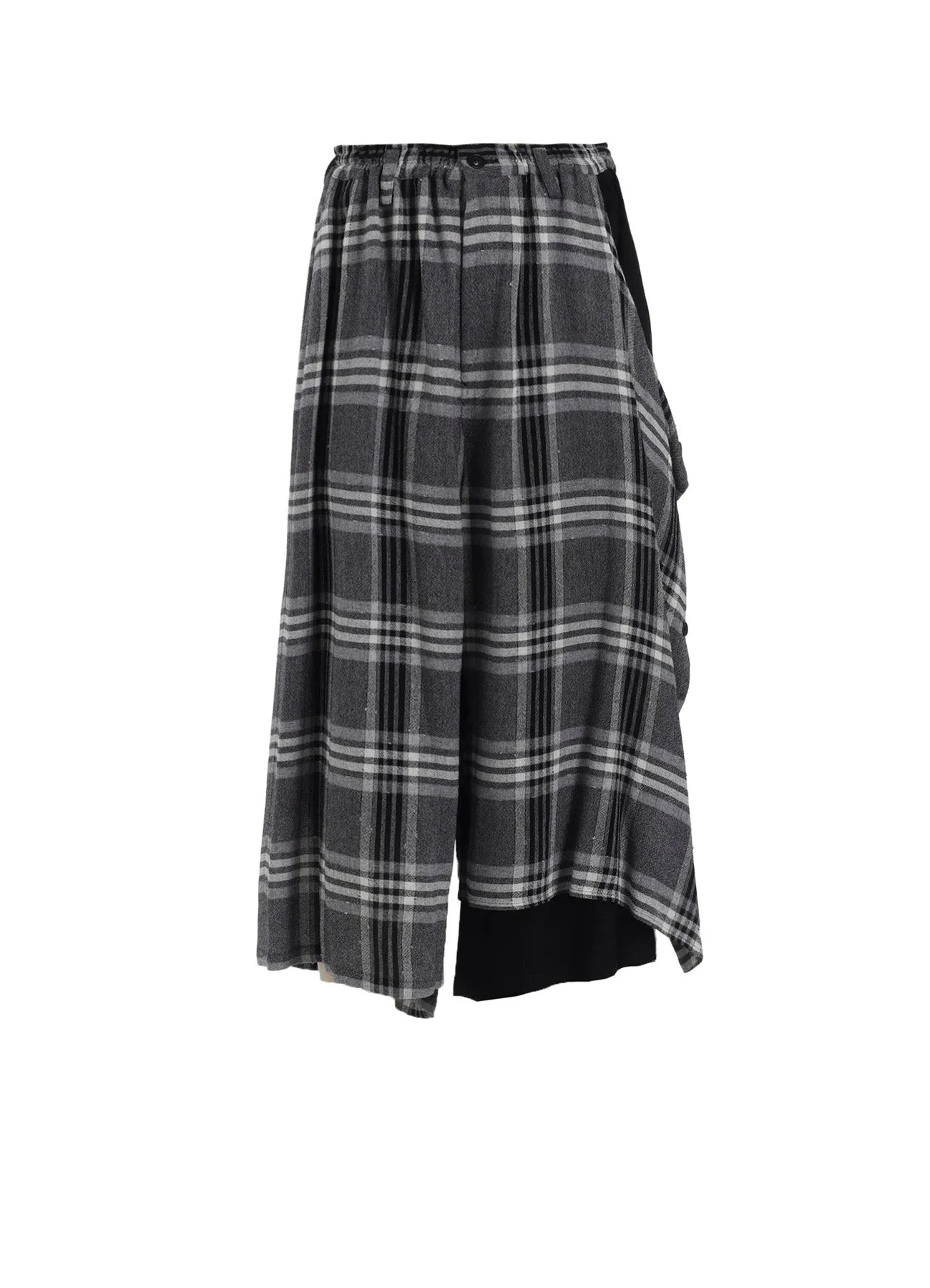 GAUZE PLAID LEFT DOUBLE BUTTON OPEN PANTS sold by Yohji Yamamoto