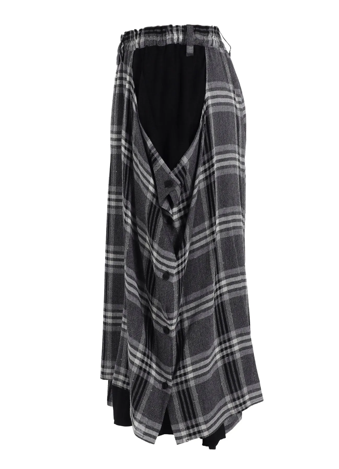 GAUZE PLAID LEFT DOUBLE BUTTON OPEN PANTS sold by Yohji Yamamoto product image thumbnail 3