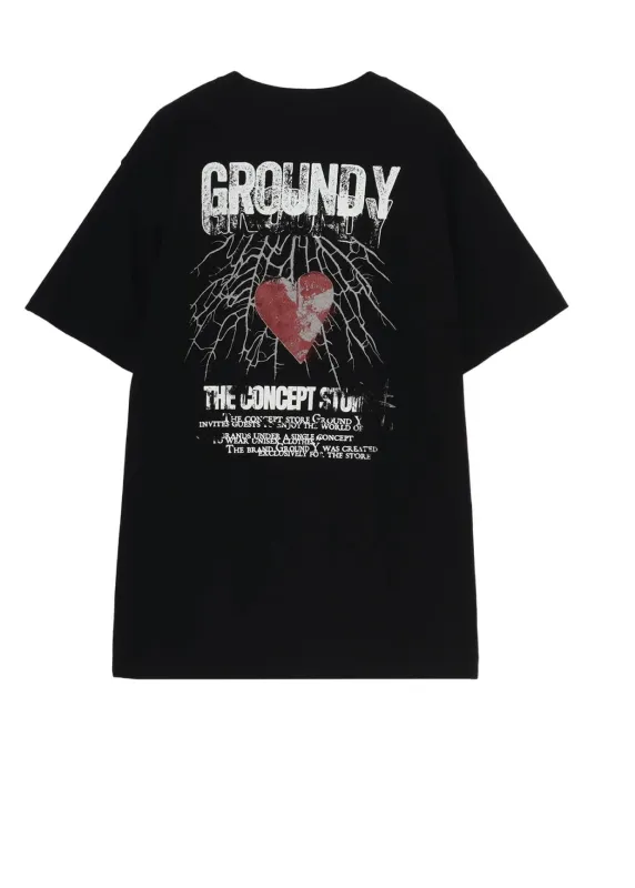COTTON JERSEY HEART GRAPHIC T-SHIRT sold by Yohji Yamamoto