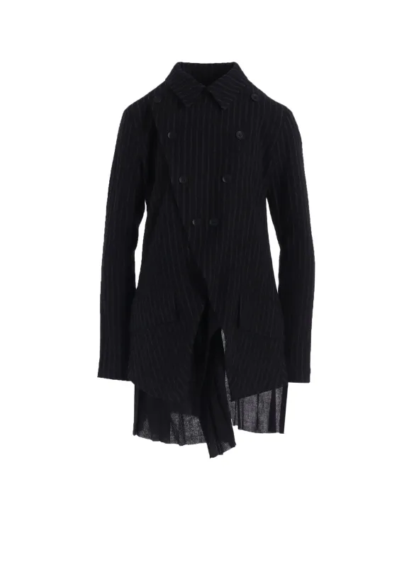 STRIPE GAUZE PLEATS DESIGNED JACKET sold by Yohji Yamamoto