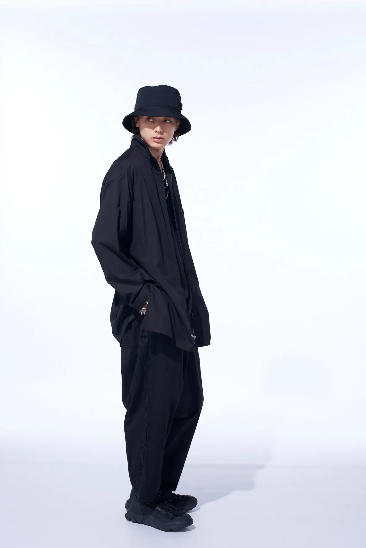 COTTON BROAD STAND COLLAR ZIPPER SHIRT sold by Yohji Yamamoto product image thumbnail 5
