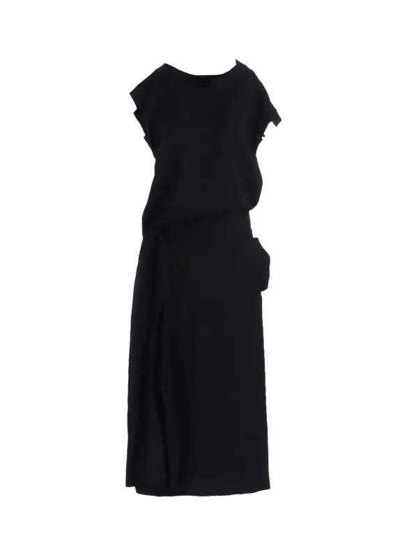 VISCOSE TWILL R DRAPED LONG DRESS sold by Yohji Yamamoto