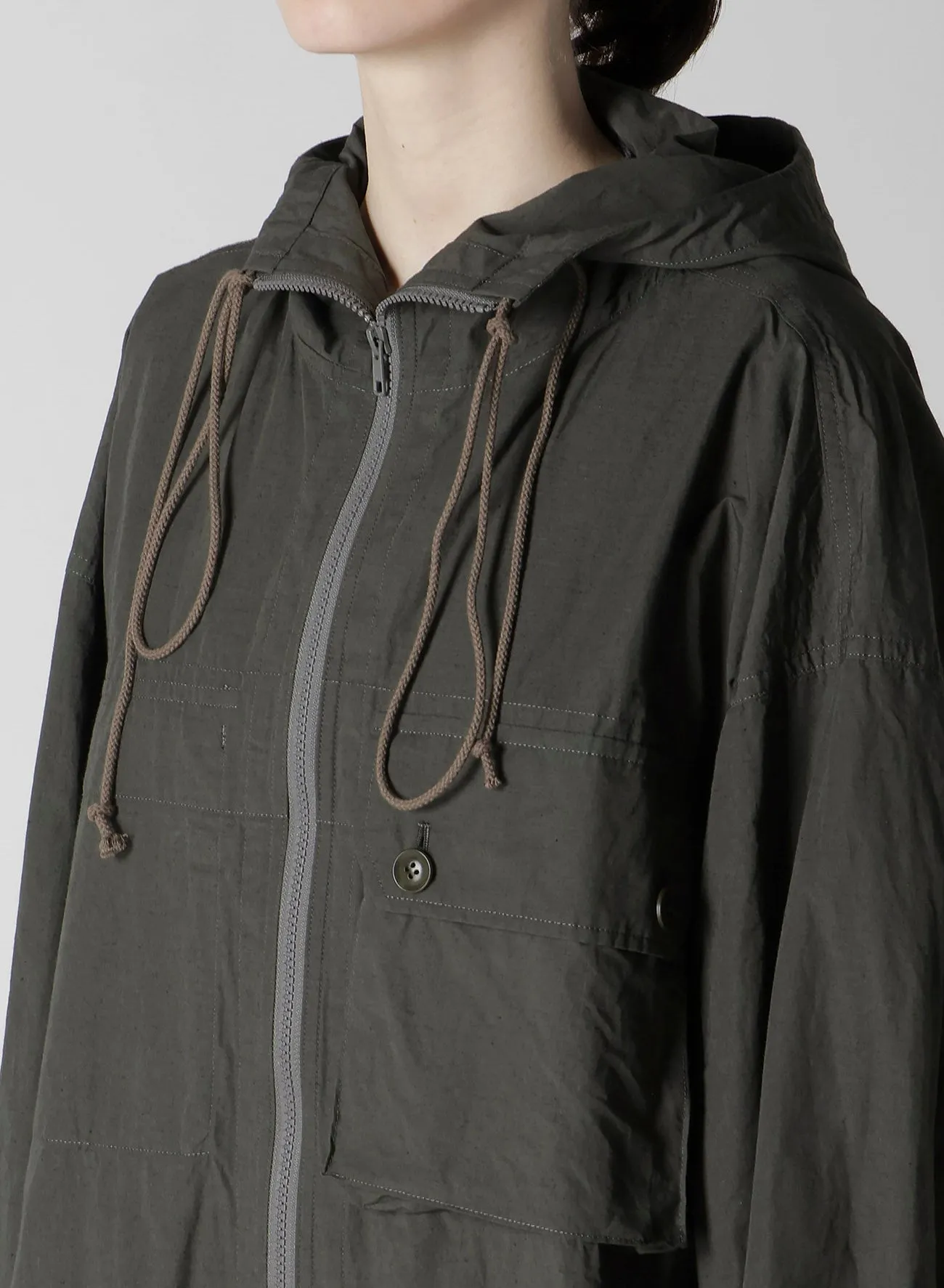 COTTON/LINEN BROADCLOTH HOODIE COAT D sold by Yohji Yamamoto product image thumbnail 5
