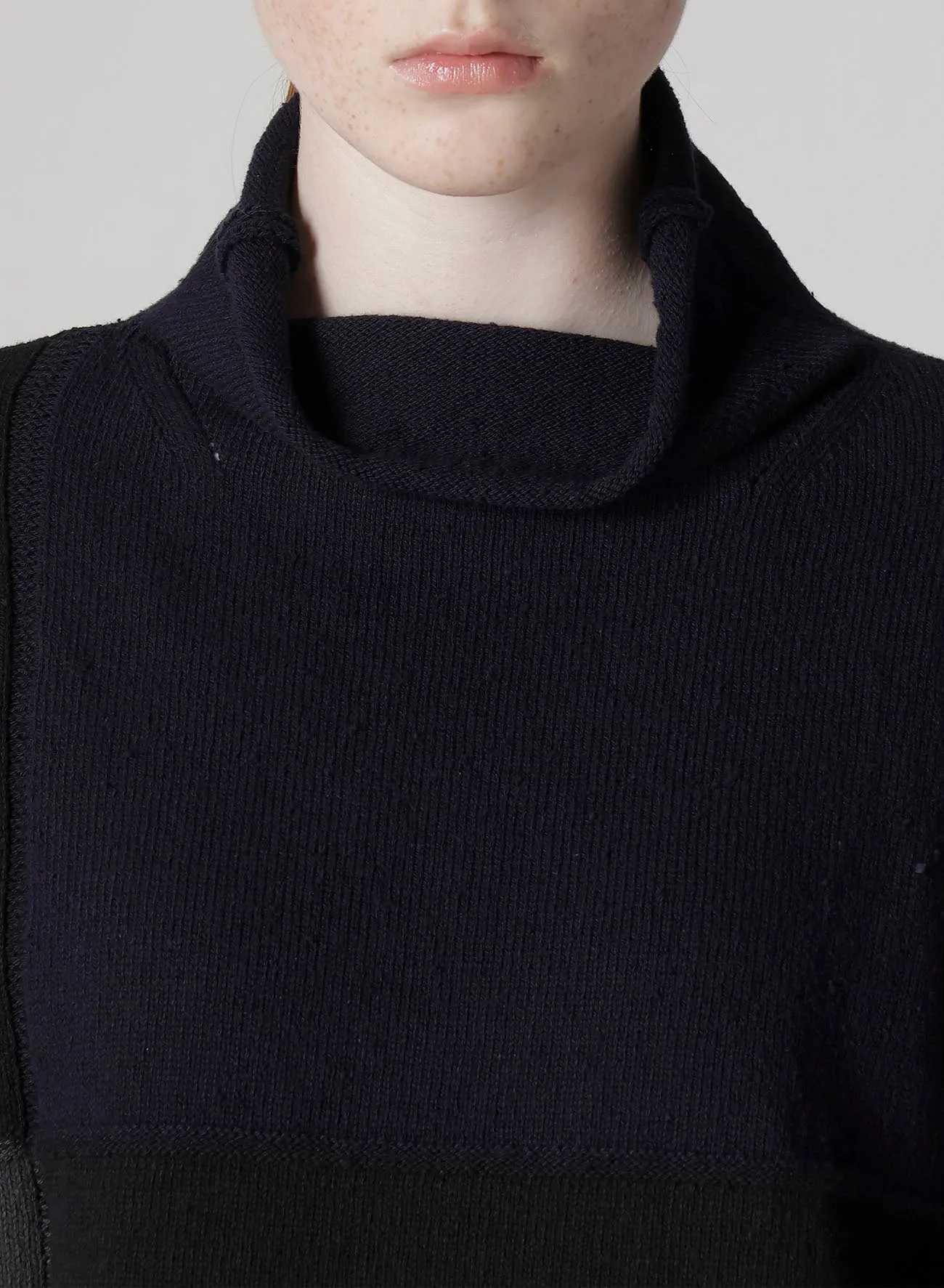 HARD-TWISTED BLOCK INTARSIA HIGH-NECK PULLOVER sold by Yohji Yamamoto product image thumbnail 5