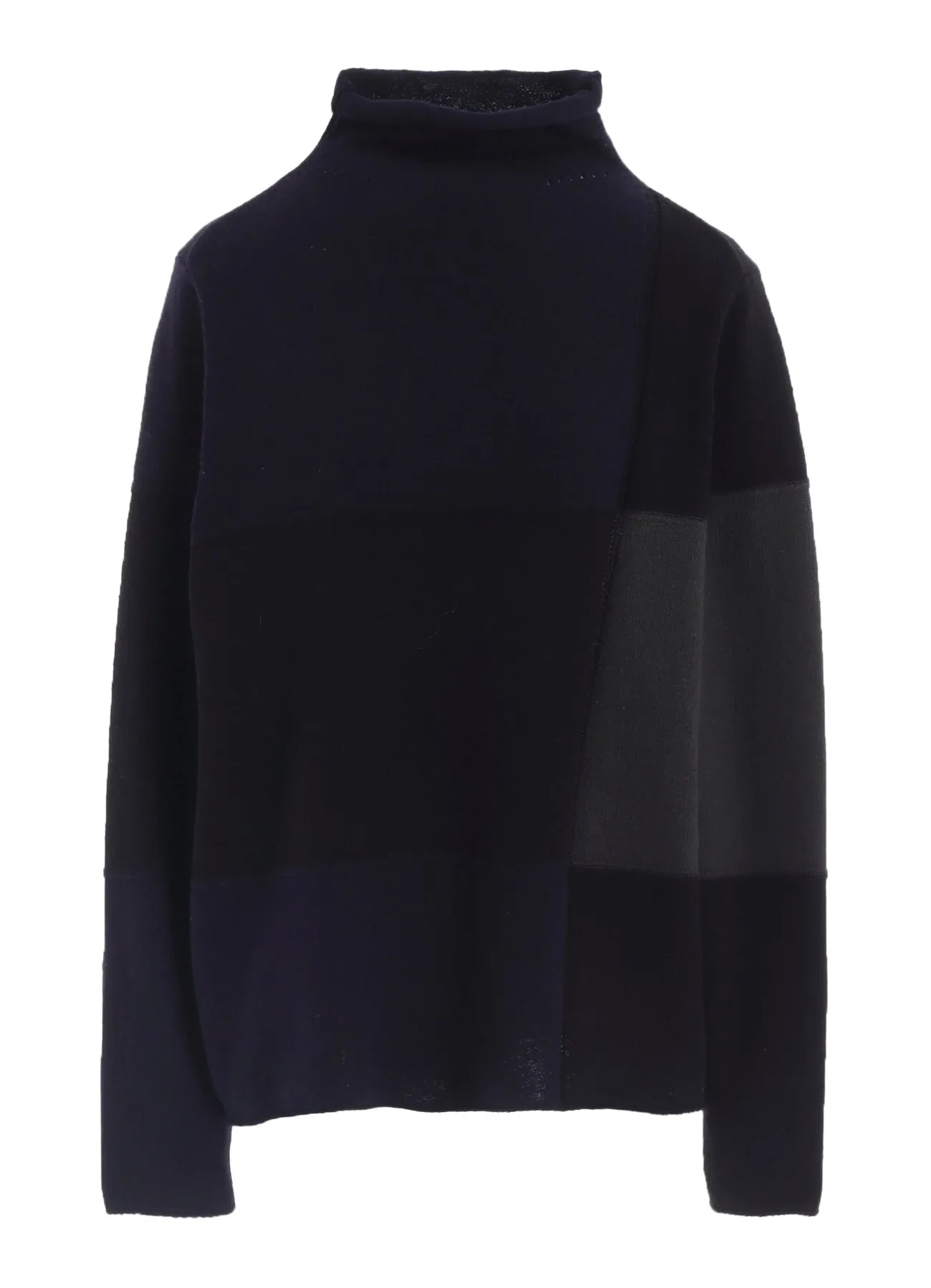 HARD-TWISTED BLOCK INTARSIA HIGH-NECK PULLOVER sold by Yohji Yamamoto product image thumbnail 2
