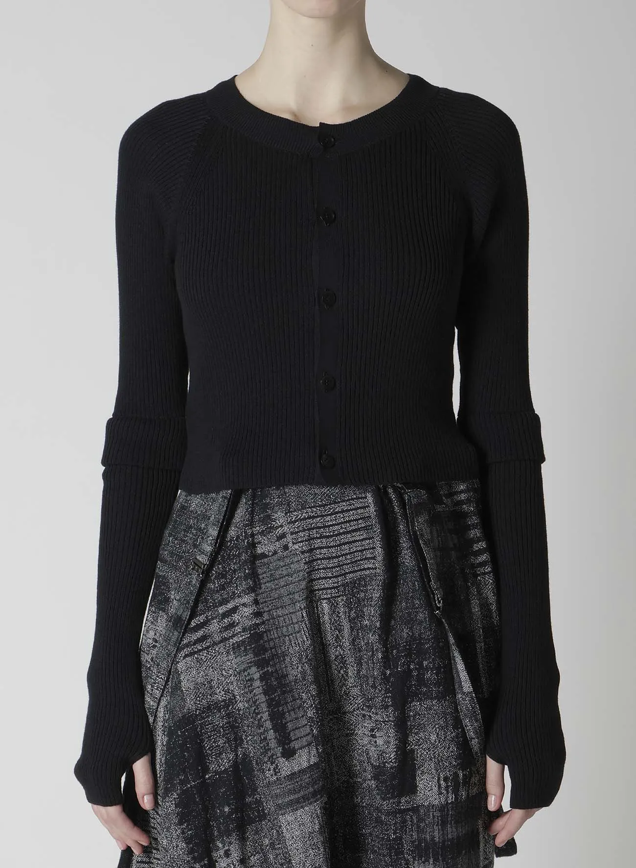 COTTON RIB DOUBLE SLEEVE SHORT CARDIGAN sold by Yohji Yamamoto product image thumbnail 4