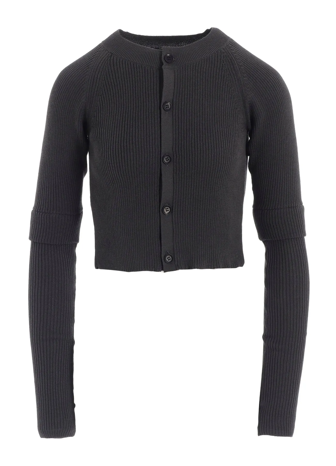 COTTON RIB DOUBLE SLEEVE SHORT CARDIGAN sold by Yohji Yamamoto product image thumbnail 2