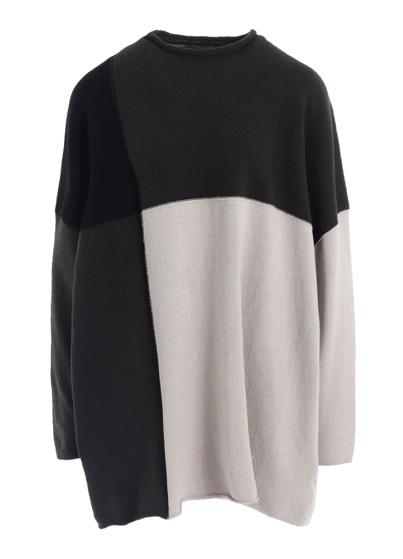 HARD-TWISTED BLOCK INTARSIA SHORT DRESS PULLOVER sold by Yohji Yamamoto product image thumbnail 2