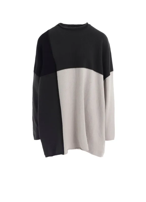 HARD-TWISTED BLOCK INTARSIA SHORT DRESS PULLOVER made by Yohji Yamamoto