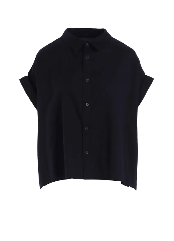 [Y's BORN PRODUCT] THIN COTTON TWILL SHORT SLEEVE BLOUSE sold by Yohji Yamamoto