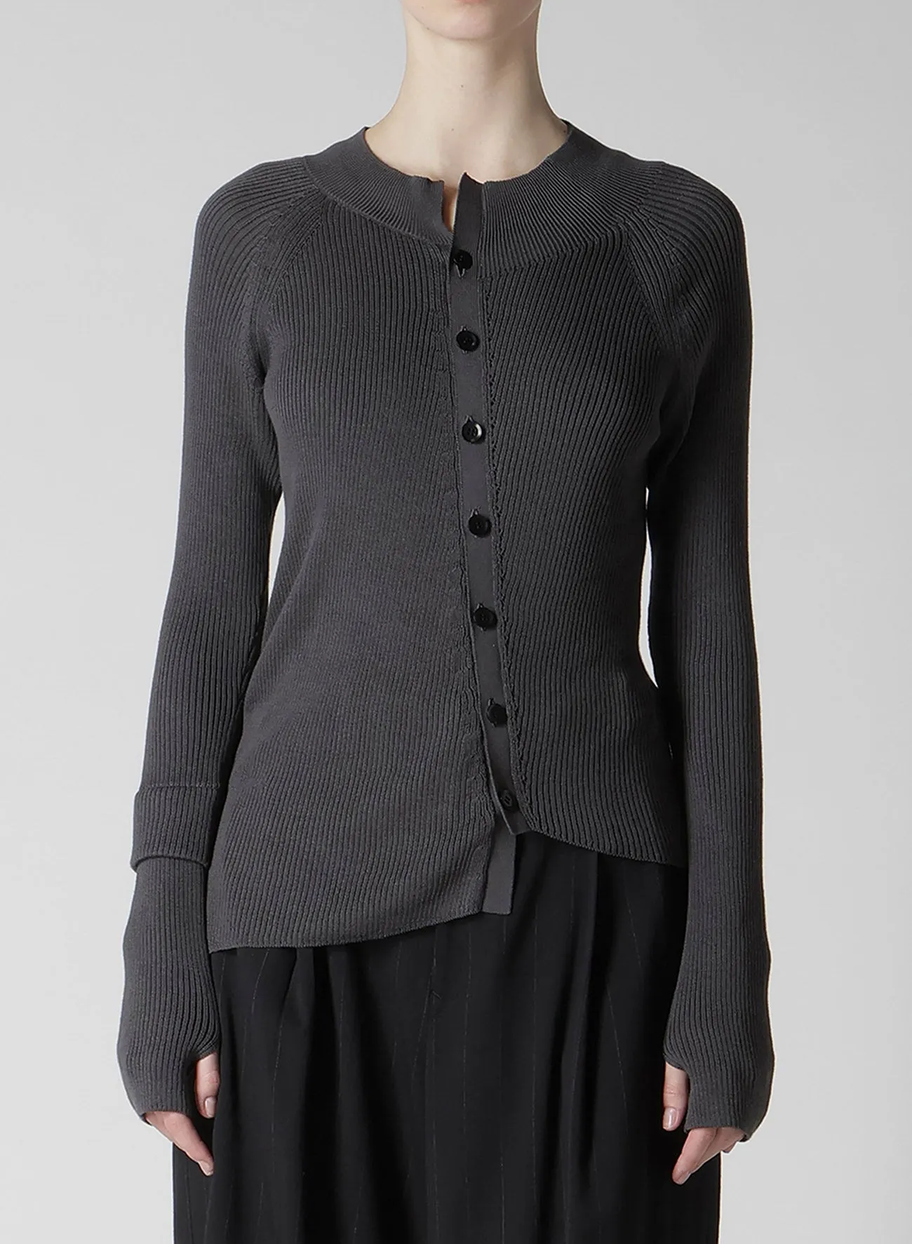 COTTON RIB TWISTED FRONT OPEN CARDIGAN sold by Yohji Yamamoto product image thumbnail 4