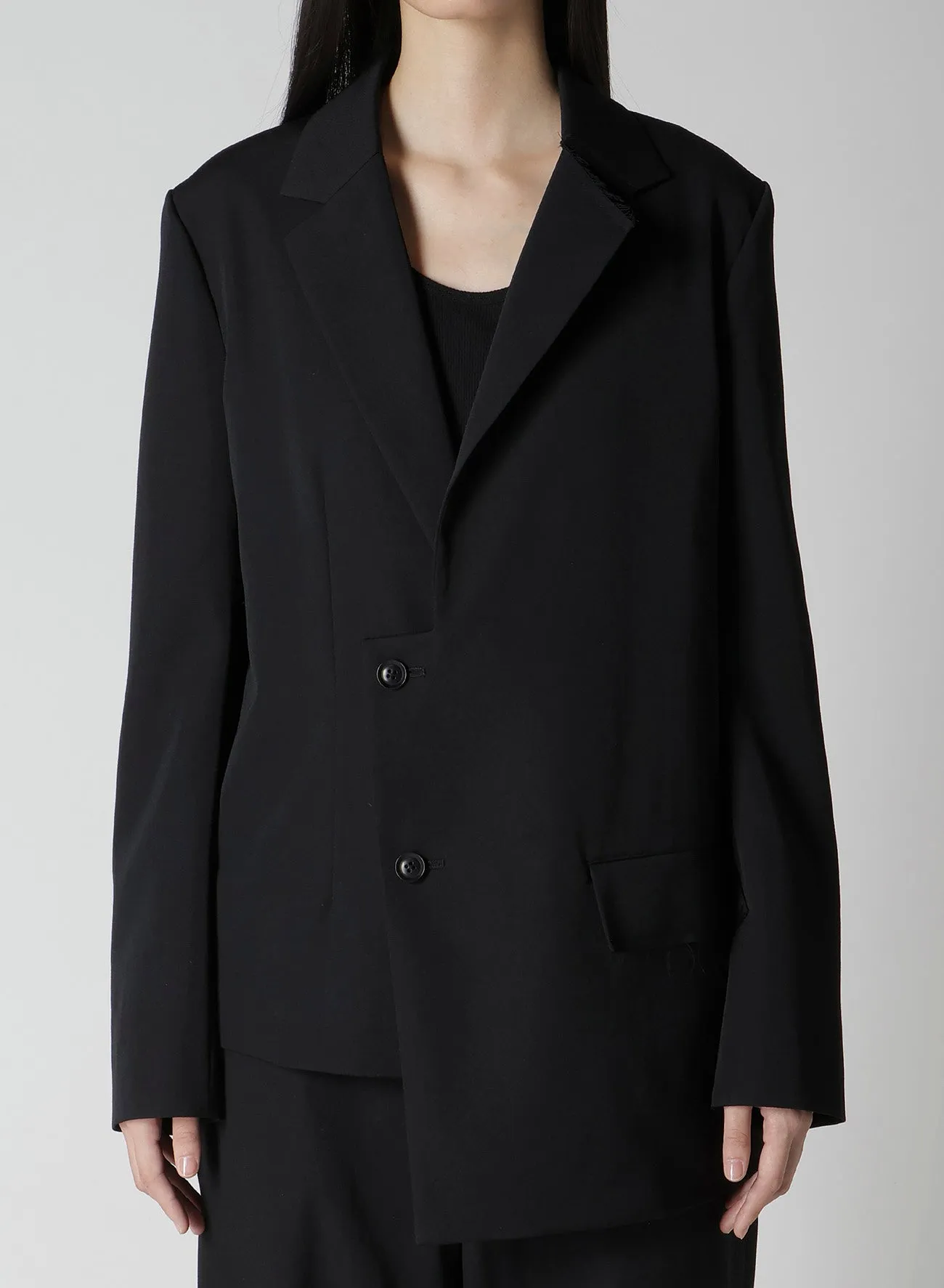 WOOL GABARDINE ASYMMETRIC JACKET sold by Yohji Yamamoto product image thumbnail 5