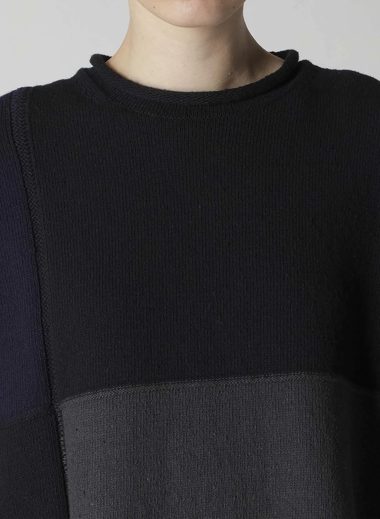 HARD-TWISTED BLOCK INTARSIA SHORT DRESS PULLOVER sold by Yohji Yamamoto product image thumbnail 5