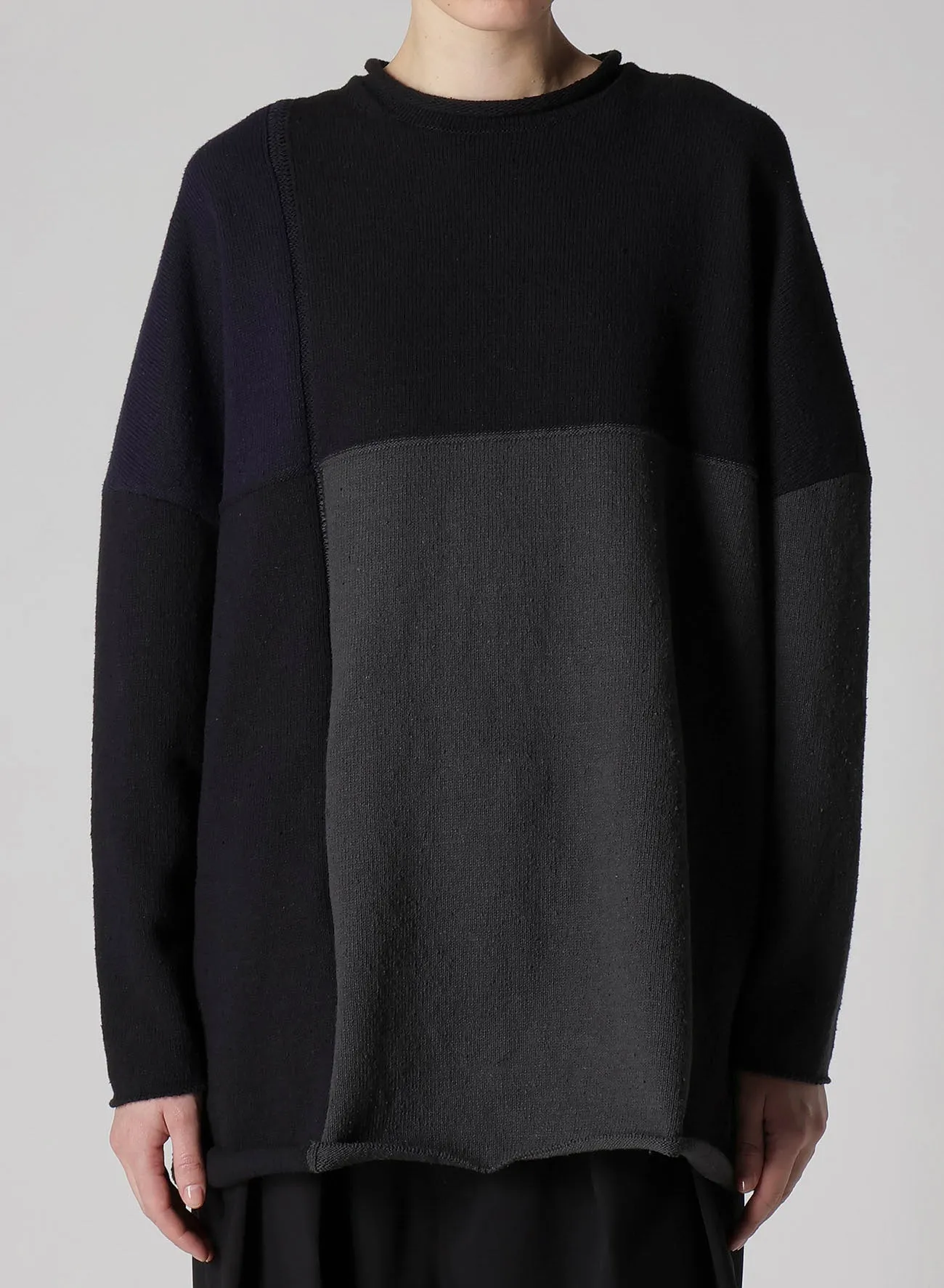 HARD-TWISTED BLOCK INTARSIA SHORT DRESS PULLOVER sold by Yohji Yamamoto product image thumbnail 4