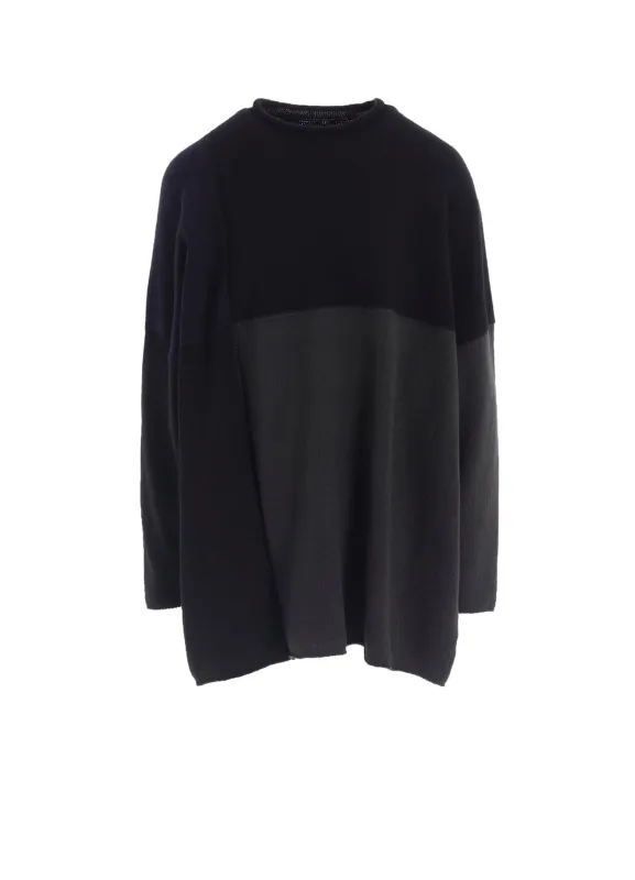 HARD-TWISTED BLOCK INTARSIA SHORT DRESS PULLOVER sold by Yohji Yamamoto