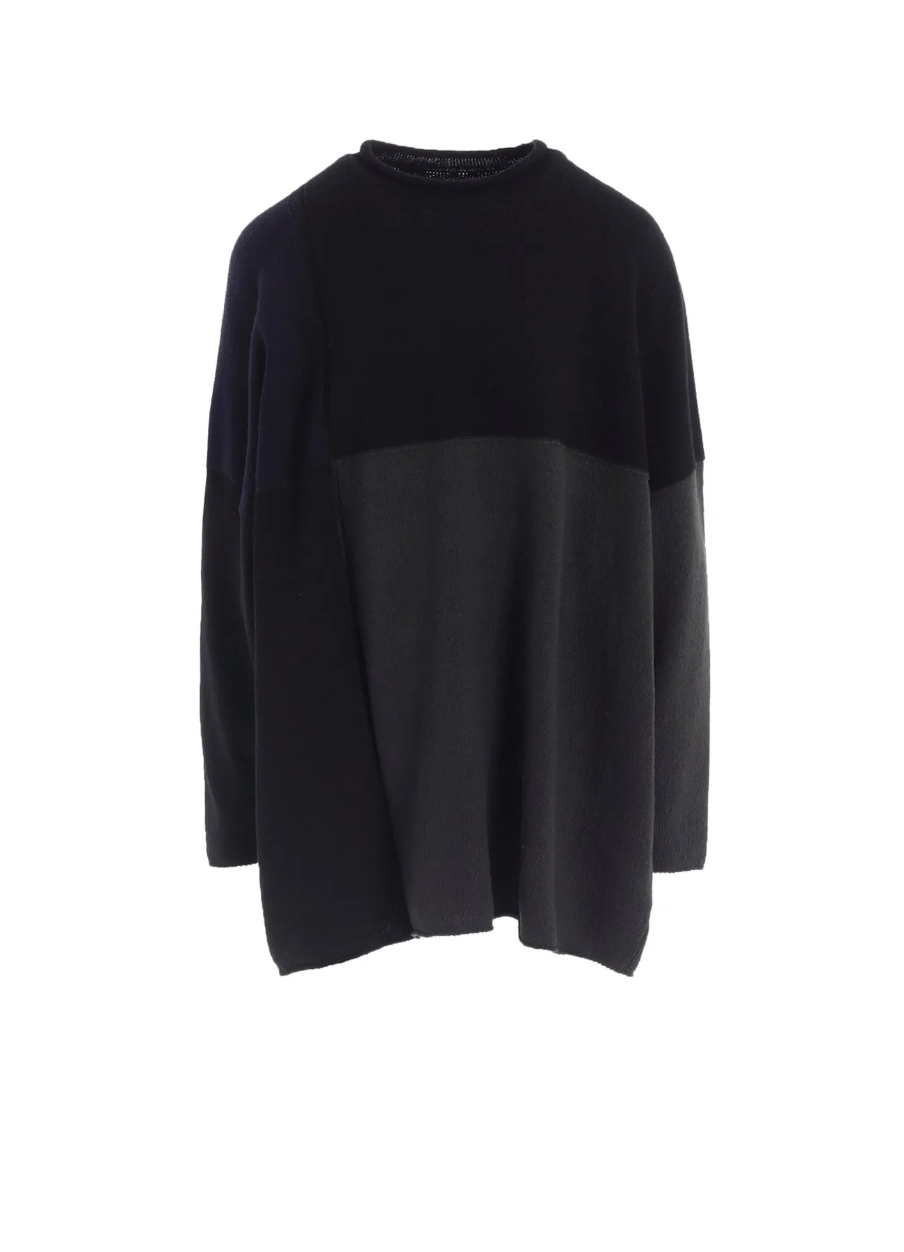 HARD-TWISTED BLOCK INTARSIA SHORT DRESS PULLOVER sold by Yohji Yamamoto