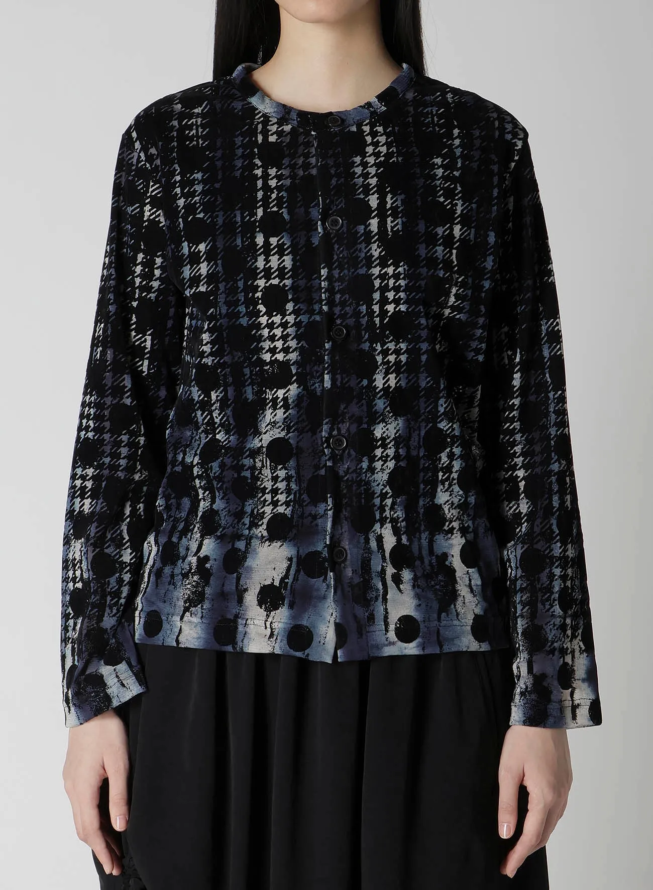 HOUNDTOOTH DOTS TULLE ROUND NECK LONG SLEEVE CARDIGAN sold by Yohji Yamamoto product image thumbnail 4