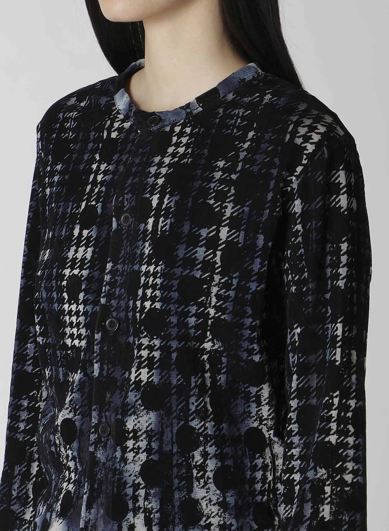 HOUNDTOOTH DOTS TULLE ROUND NECK LONG SLEEVE CARDIGAN sold by Yohji Yamamoto product image thumbnail 5