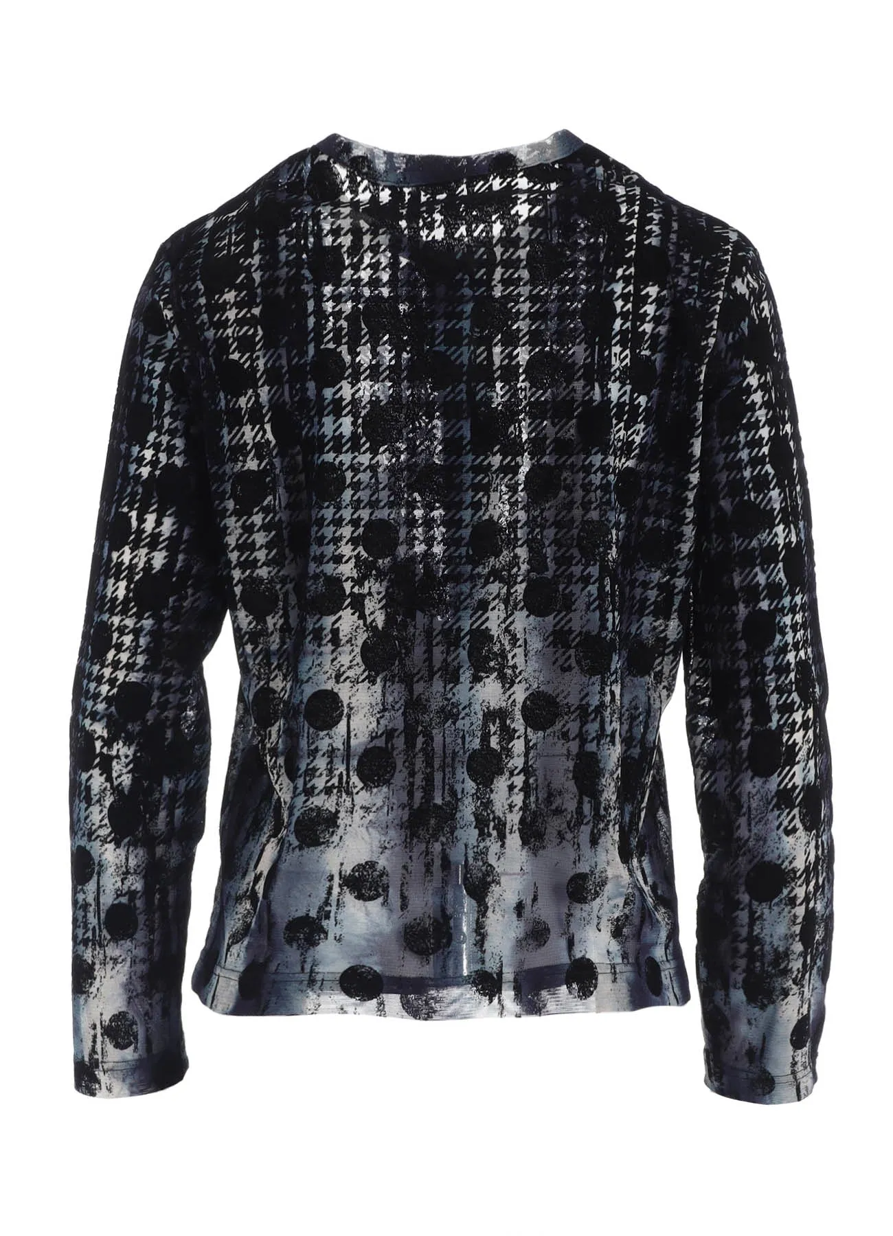 HOUNDTOOTH DOTS TULLE ROUND NECK LONG SLEEVE CARDIGAN sold by Yohji Yamamoto product image thumbnail 3