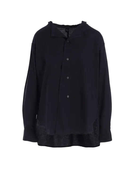 [Y's BORN PRODUCT] THIN COTTON TWILL FRINGE COLLAR BLOUSE sold by Yohji Yamamoto
