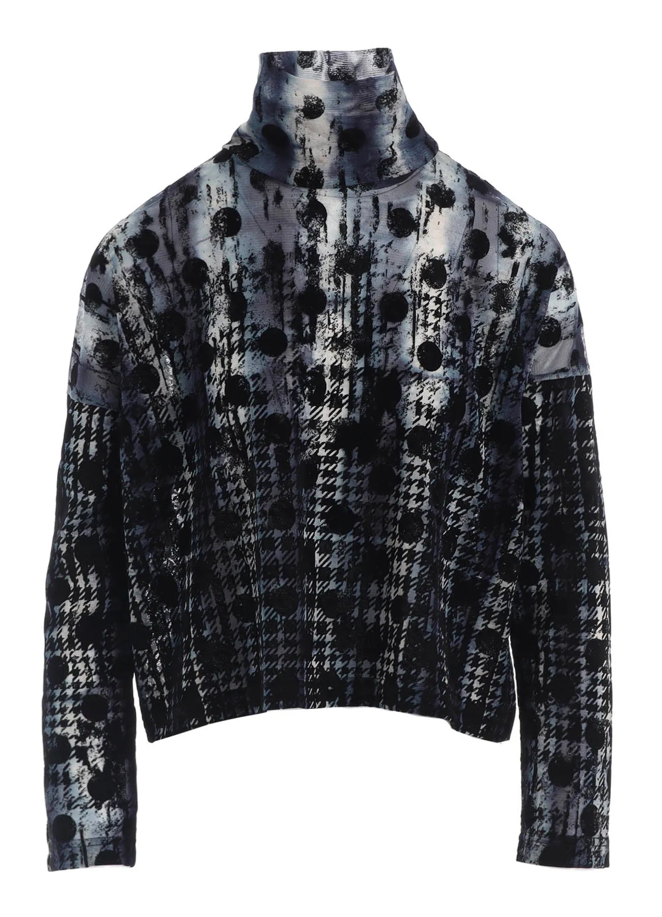 HOUNDTOOTH DOTS TULLE CROPPED HIGH-NECK T sold by Yohji Yamamoto product image thumbnail 2