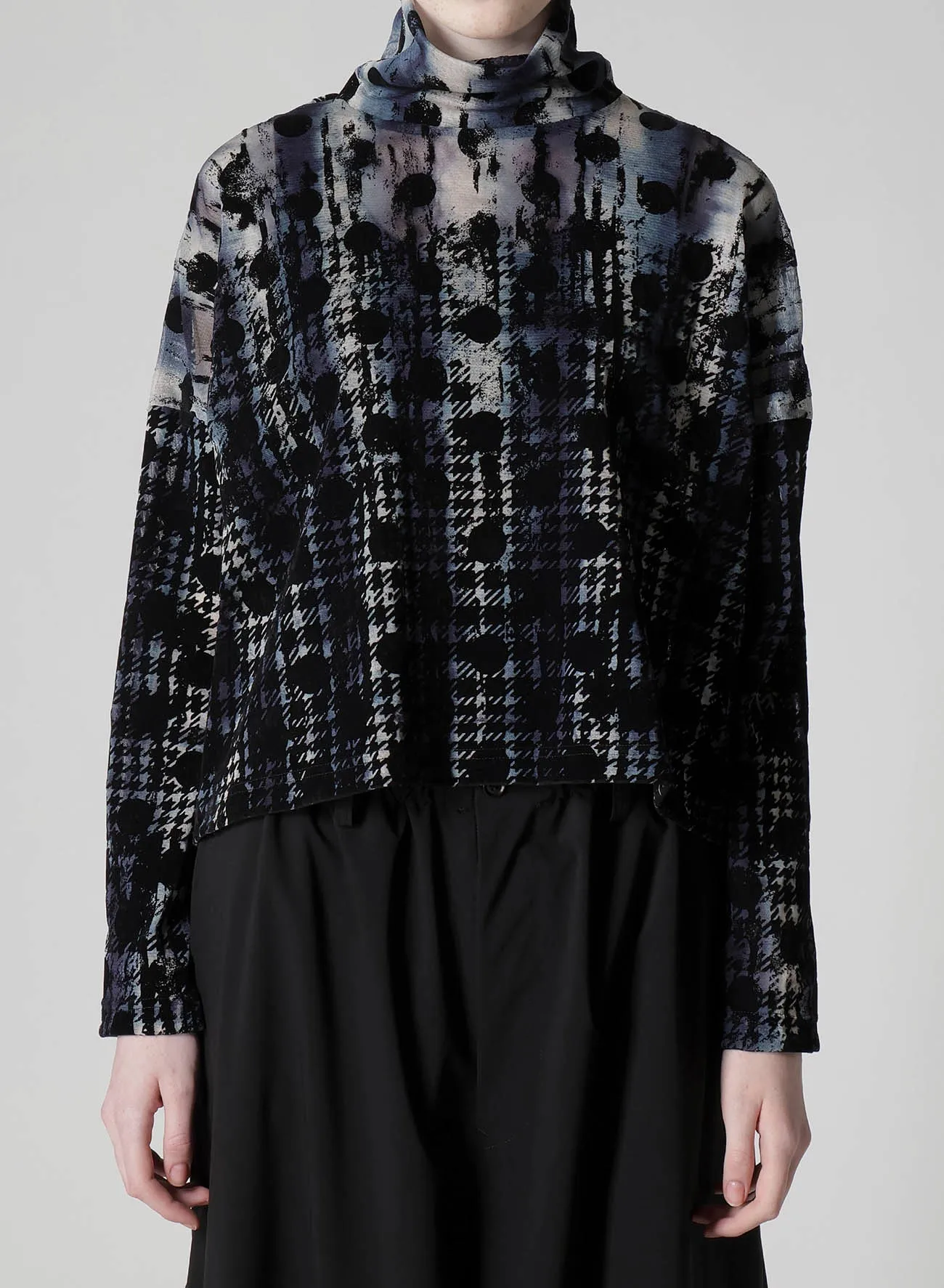 HOUNDTOOTH DOTS TULLE CROPPED HIGH-NECK T sold by Yohji Yamamoto product image thumbnail 4