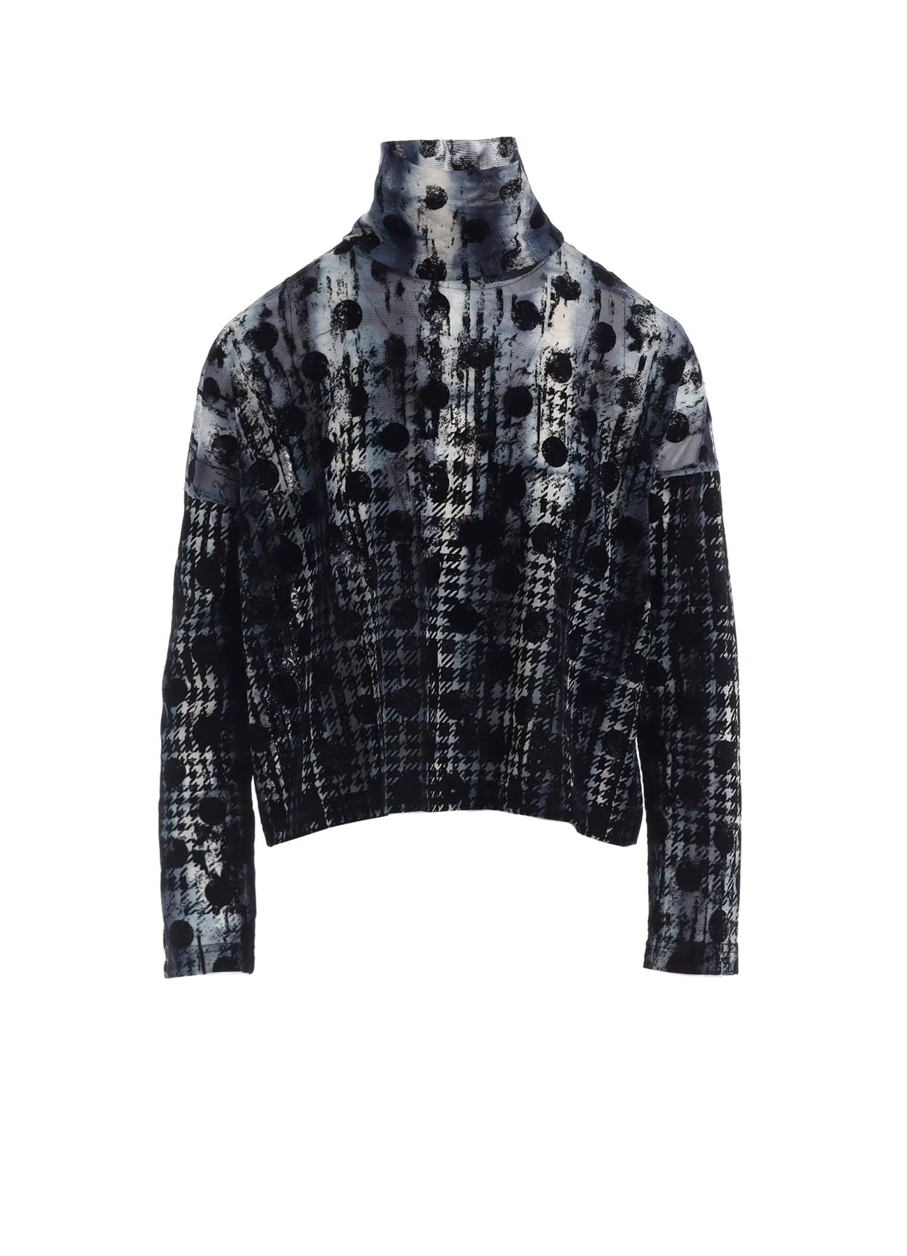 HOUNDTOOTH DOTS TULLE CROPPED HIGH-NECK T sold by Yohji Yamamoto