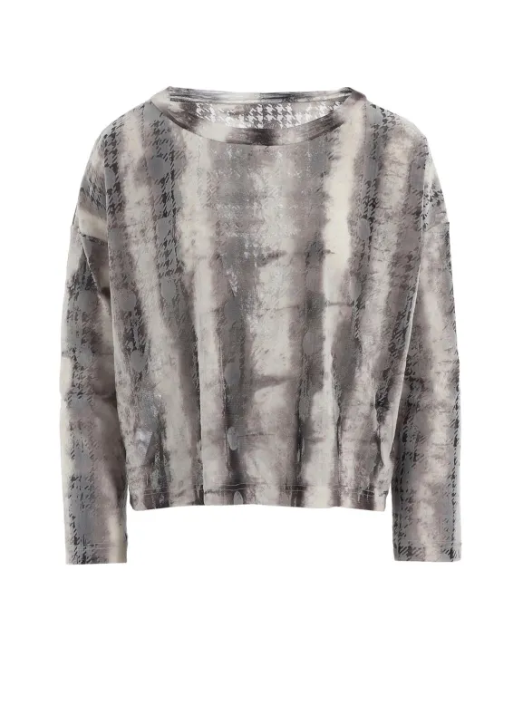 HOUNDTOOTH DOTS TULLE CROPPED ROUND NECK T sold by Yohji Yamamoto