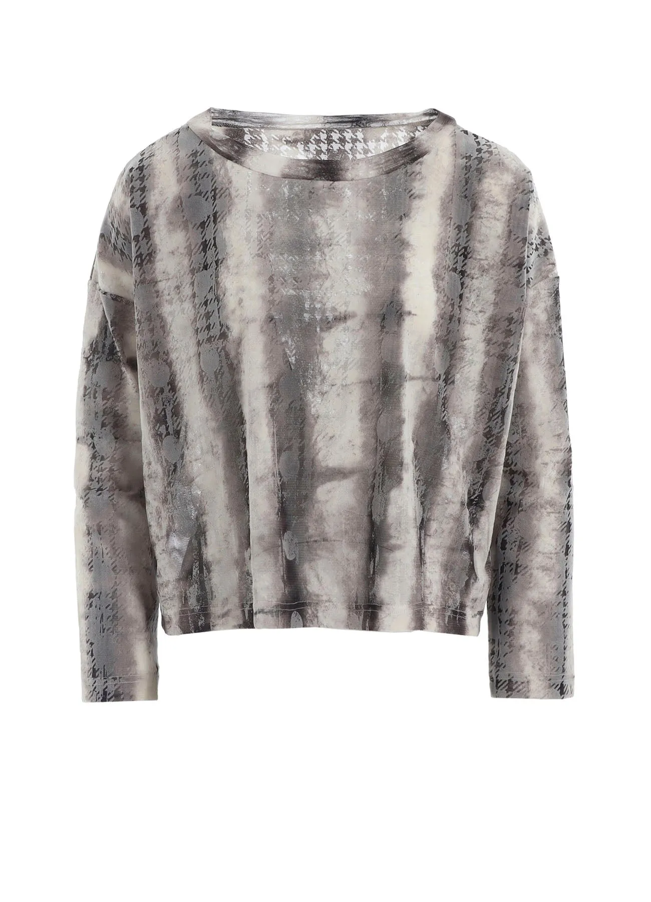 HOUNDTOOTH DOTS TULLE CROPPED ROUND NECK T sold by Yohji Yamamoto