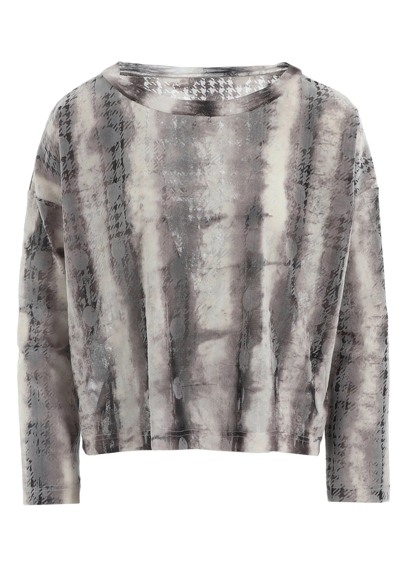 HOUNDTOOTH DOTS TULLE CROPPED ROUND NECK T sold by Yohji Yamamoto product image thumbnail 2