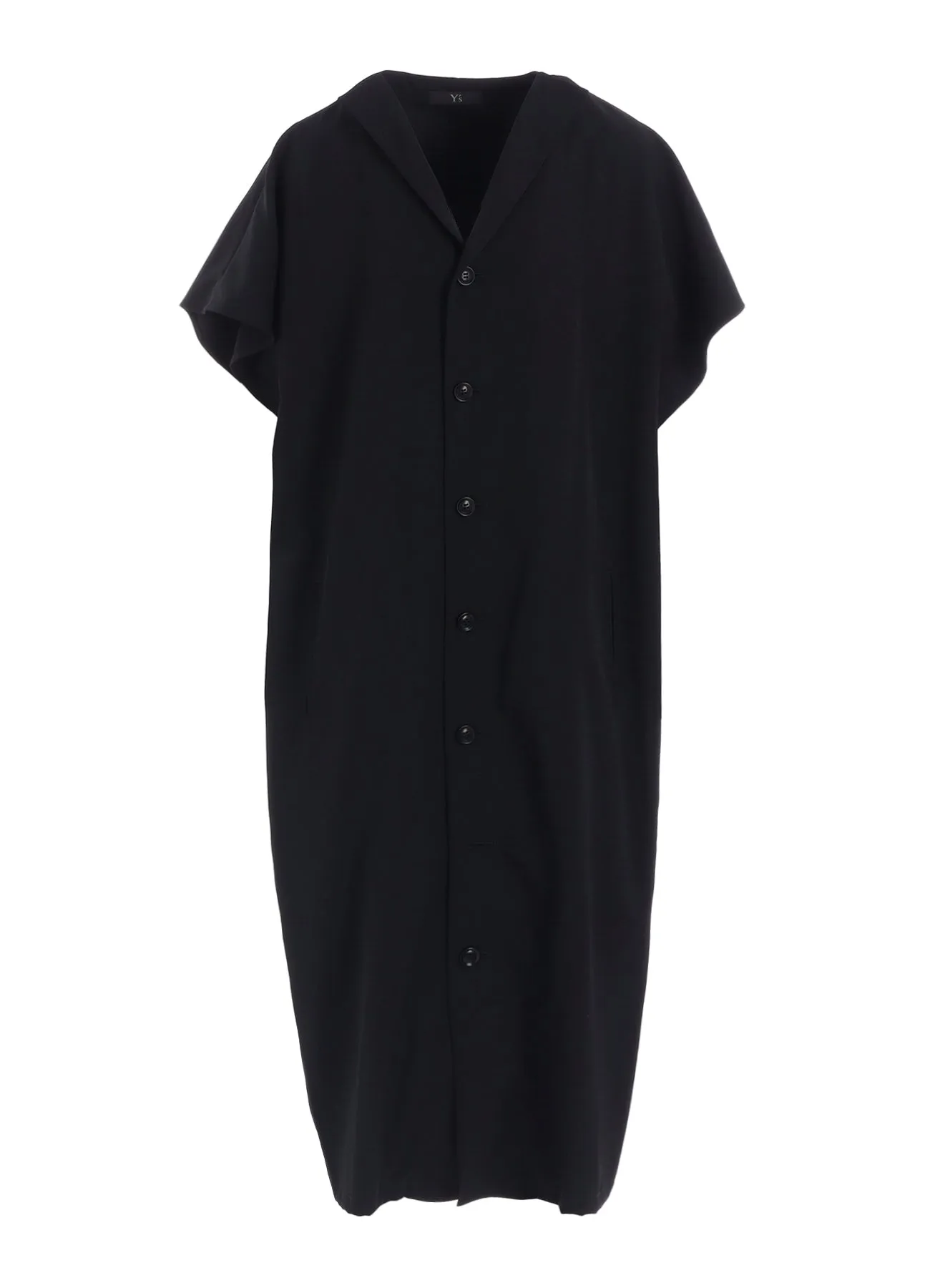 WOOL GABARDINE FLARE SLEEVE FRONT OPEN DRESS sold by Yohji Yamamoto product image thumbnail 2
