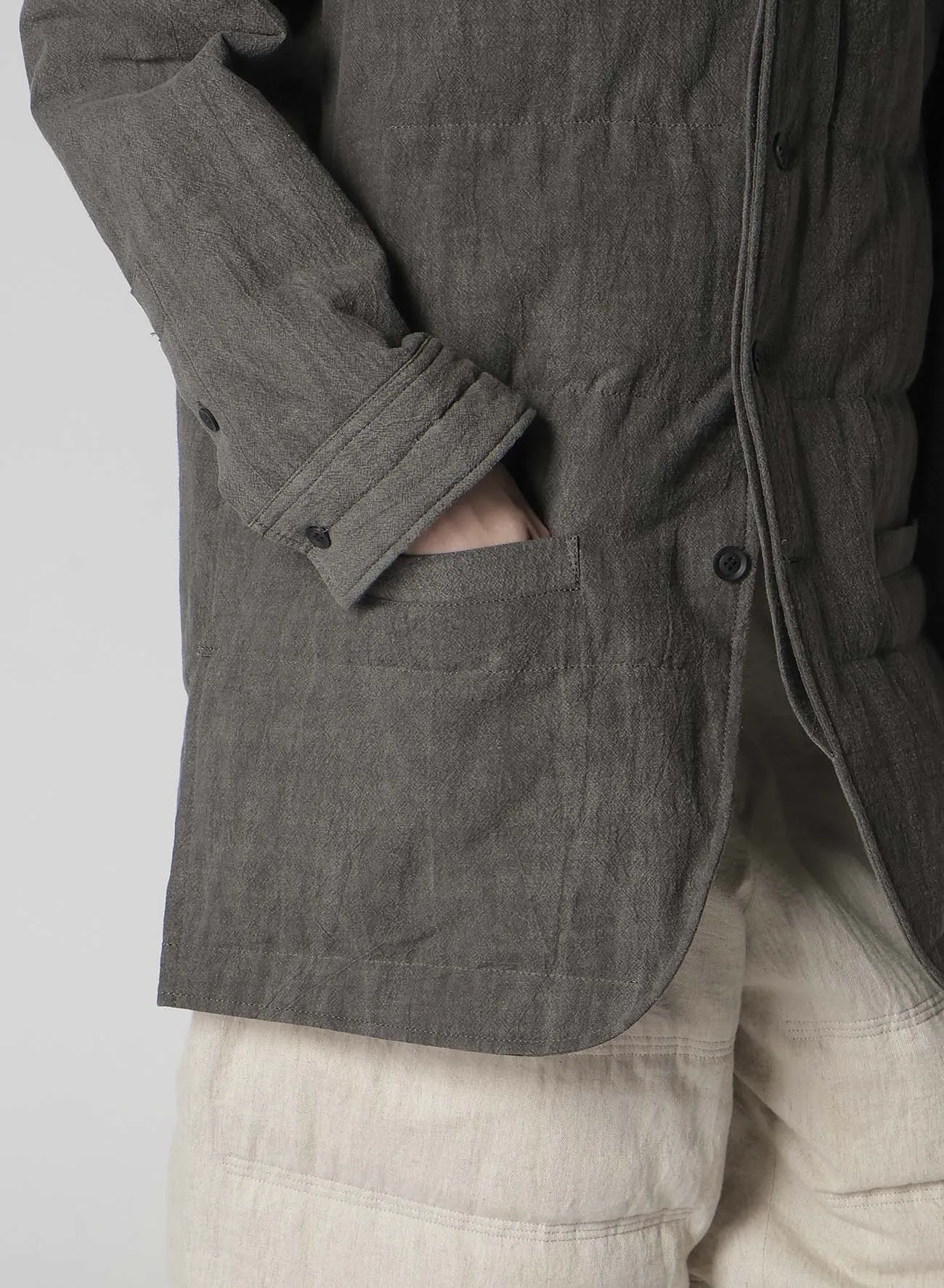 LINEN/COTTON SHEETING GUSSET COLLAR PADDED BLOUSE sold by Yohji Yamamoto product image thumbnail 4