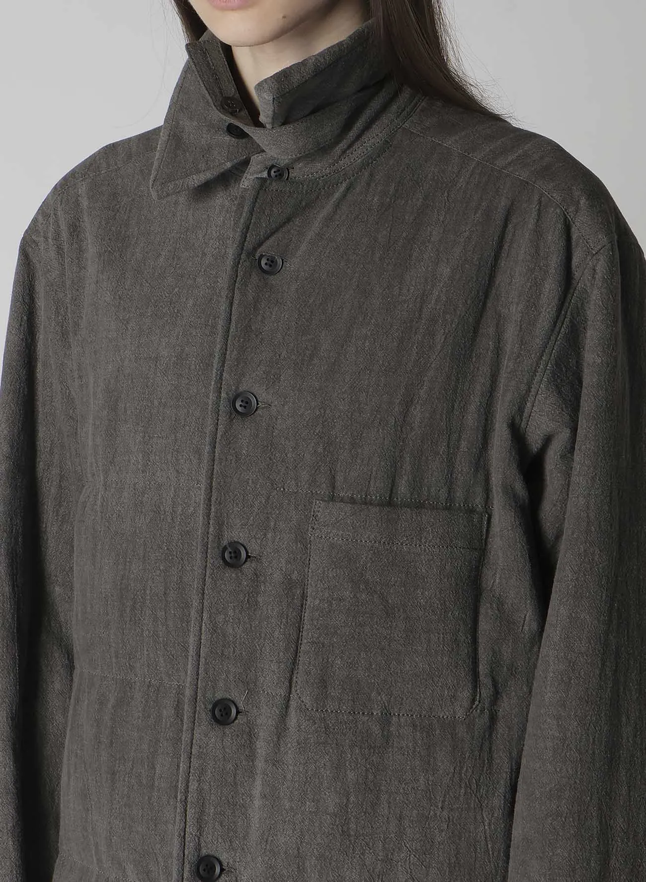 LINEN/COTTON SHEETING GUSSET COLLAR PADDED BLOUSE sold by Yohji Yamamoto product image thumbnail 3