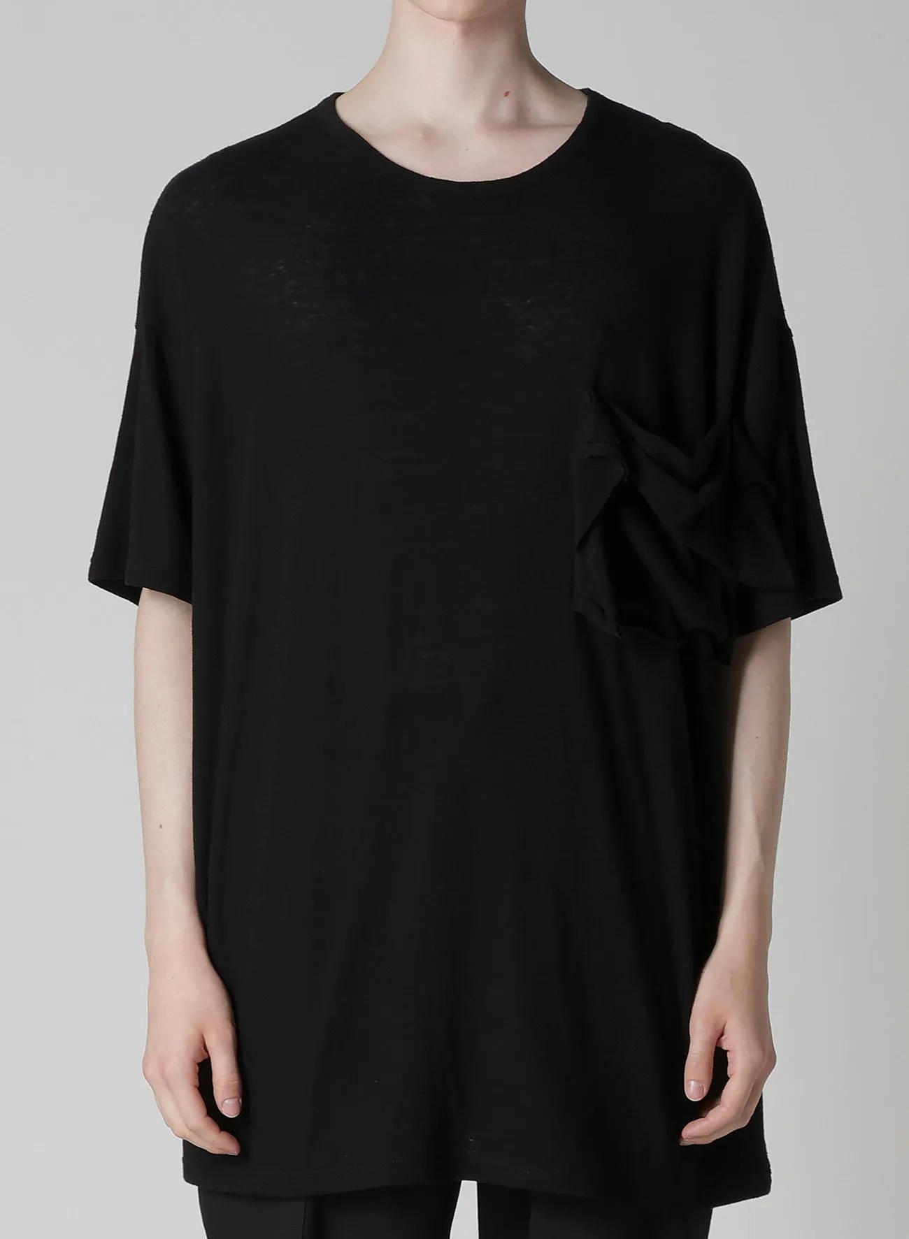 COTTON SILK NOIR GAUZE JERSEY POCKET DETAIL SHORT SLV T sold by Yohji Yamamoto product image thumbnail 2