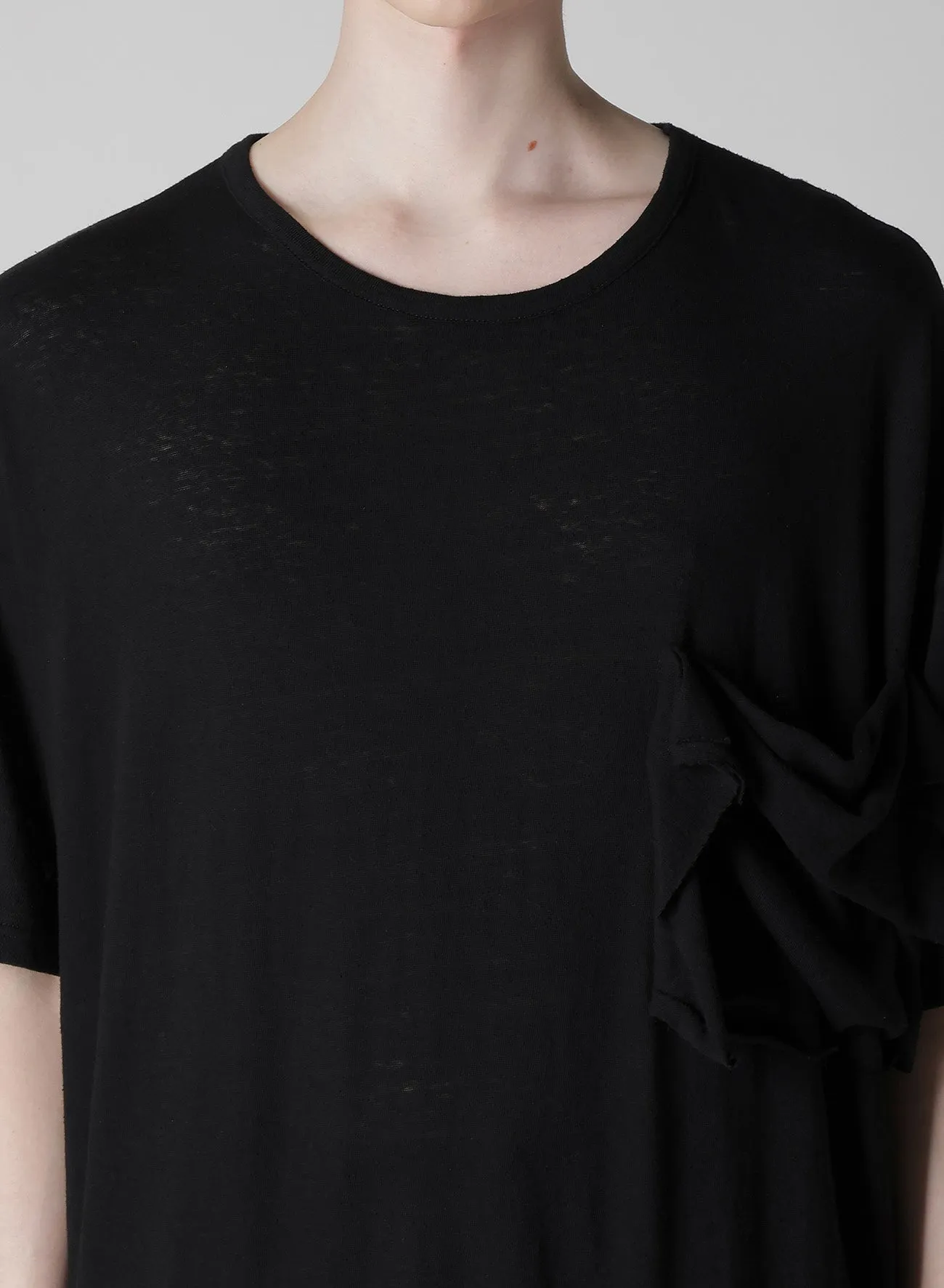 COTTON SILK NOIR GAUZE JERSEY POCKET DETAIL SHORT SLV T sold by Yohji Yamamoto product image thumbnail 3