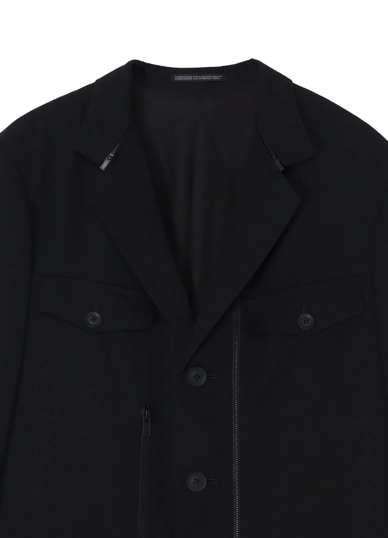 WOOL GABARDINE 3BUTTONS ZIP LONG COAT sold by Yohji Yamamoto product image thumbnail 4
