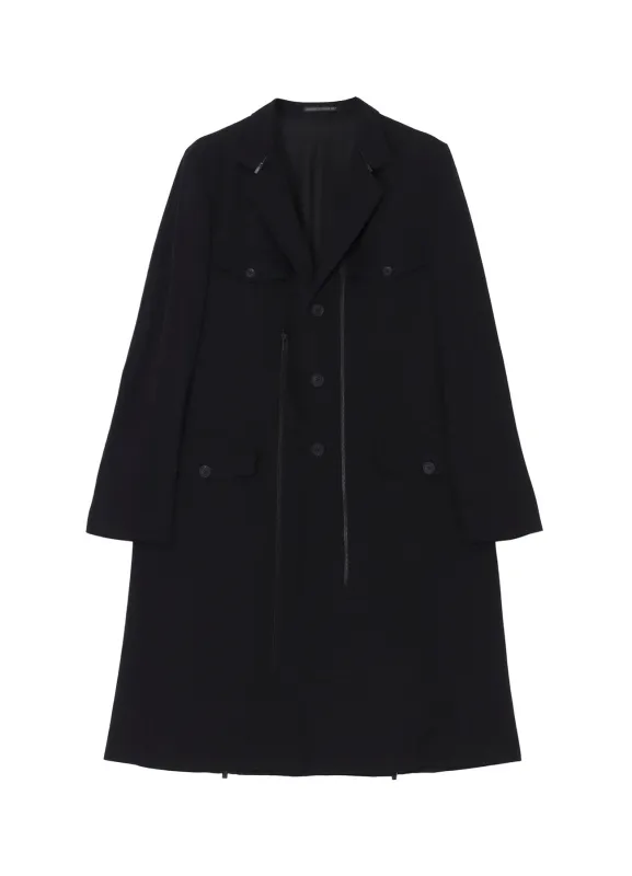 WOOL GABARDINE 3BUTTONS ZIP LONG COAT sold by Yohji Yamamoto