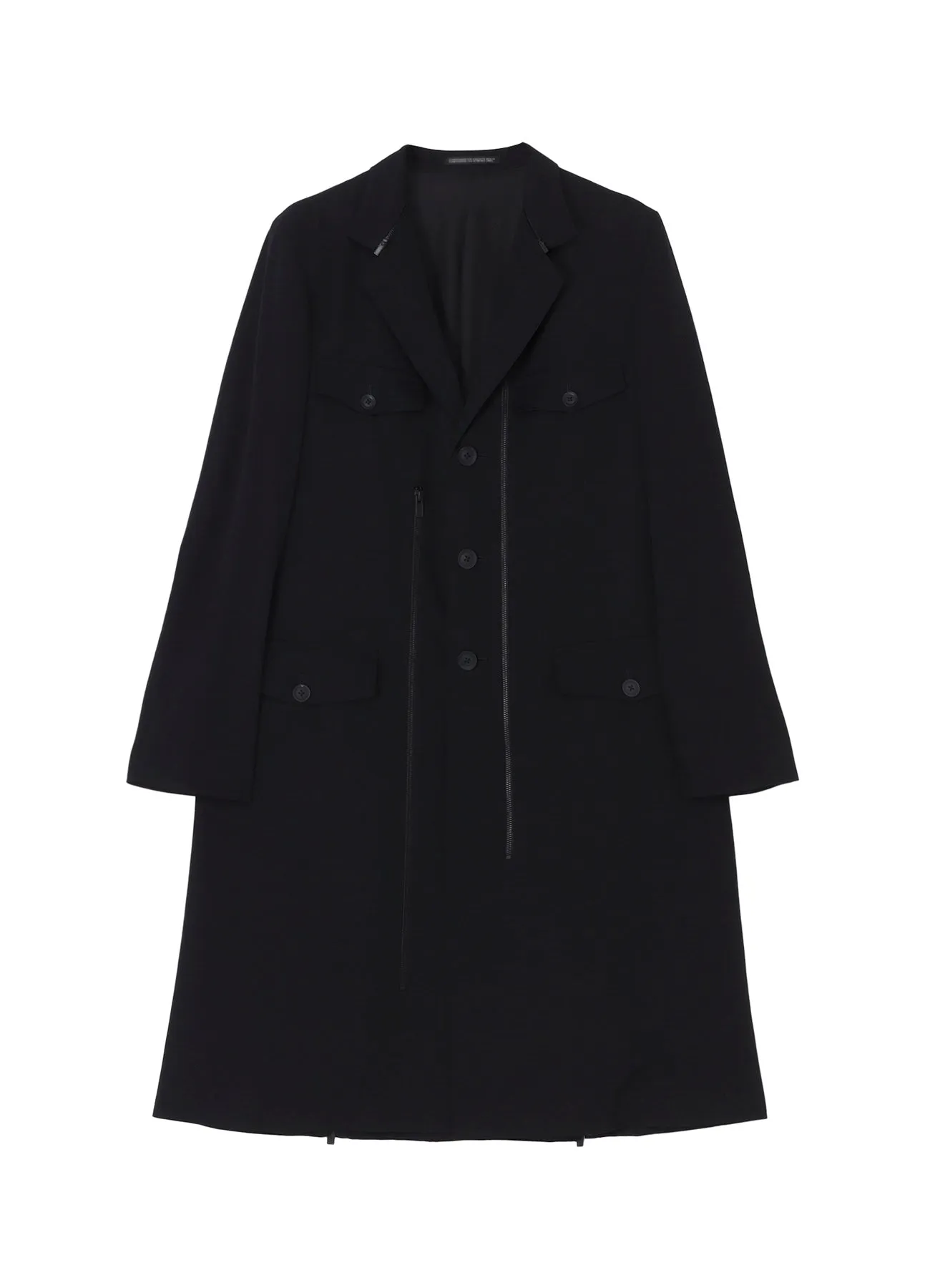 WOOL GABARDINE 3BUTTONS ZIP LONG COAT sold by Yohji Yamamoto