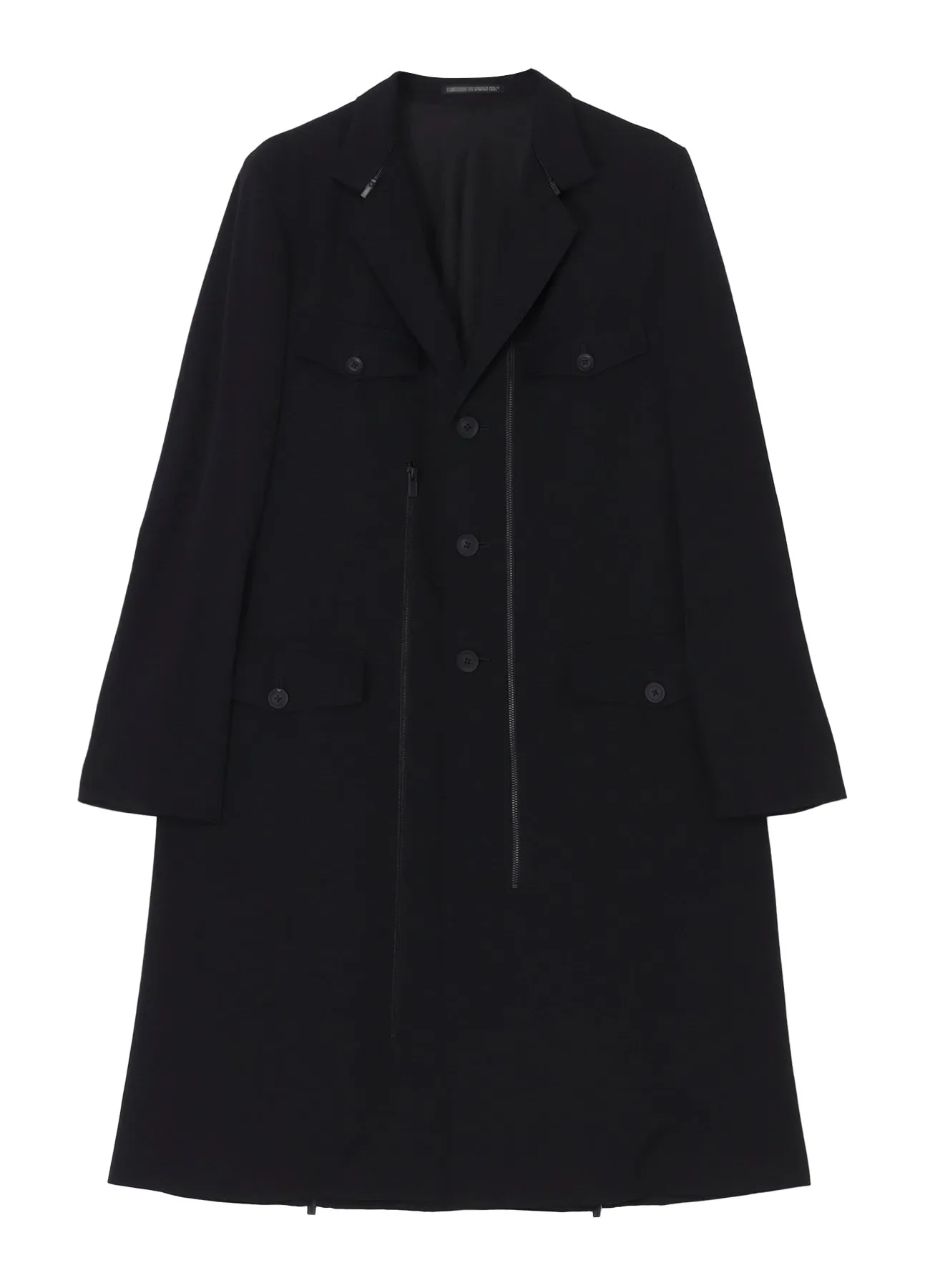 WOOL GABARDINE 3BUTTONS ZIP LONG COAT sold by Yohji Yamamoto product image thumbnail 2