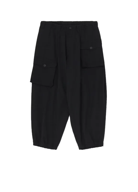 WOOL GABARDINE SIDE TUCK POCKET PANTS sold by Yohji Yamamoto