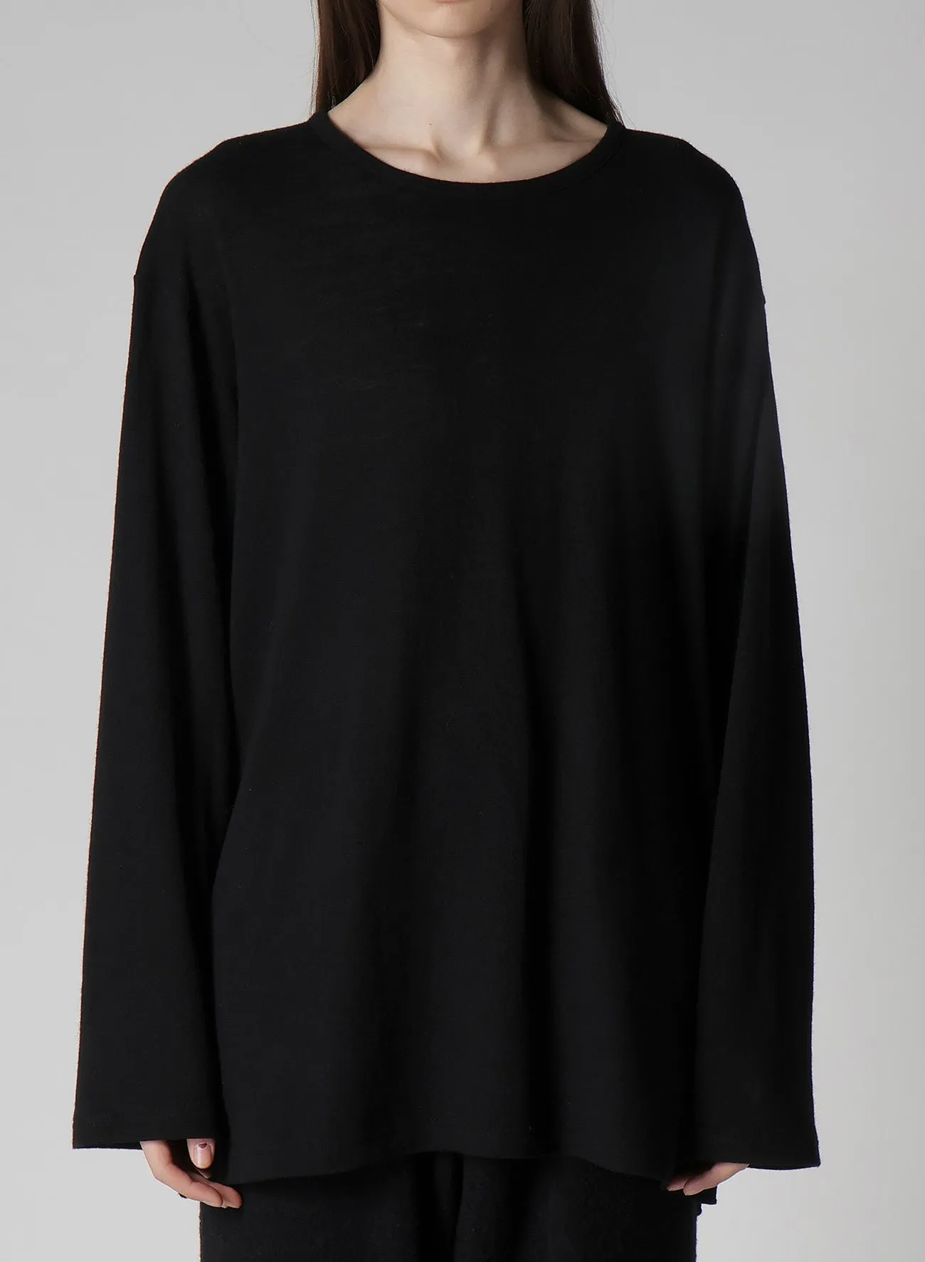MILLING WOOL SIDE SLIT ROUND NECK LONG SLV T sold by Yohji Yamamoto product image thumbnail 2