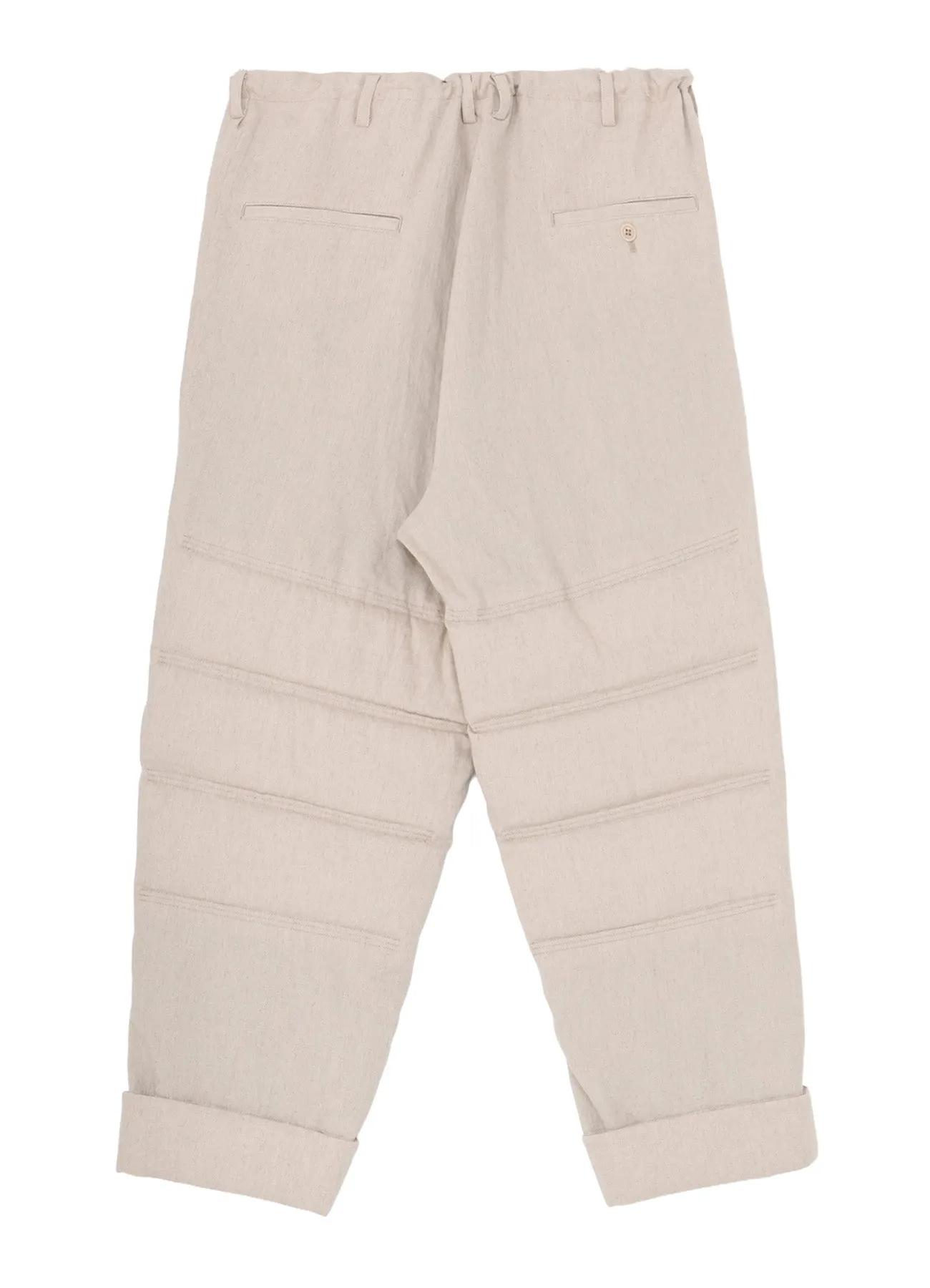 LINEN/COTTON PLAID HORIZONTAL PADDED PANTS sold by Yohji Yamamoto product image thumbnail 3