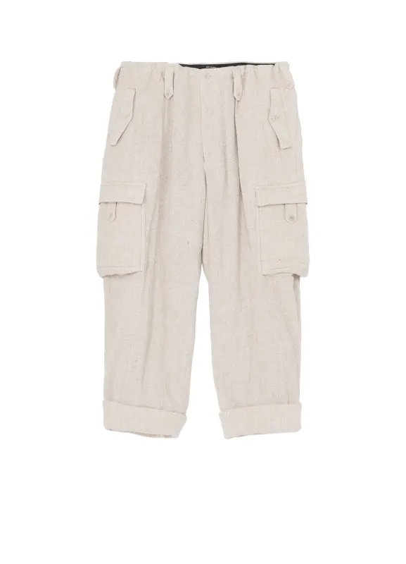 SILK LINEN TWEED GUSSET POCKET PADDED PANTS made by Yohji Yamamoto