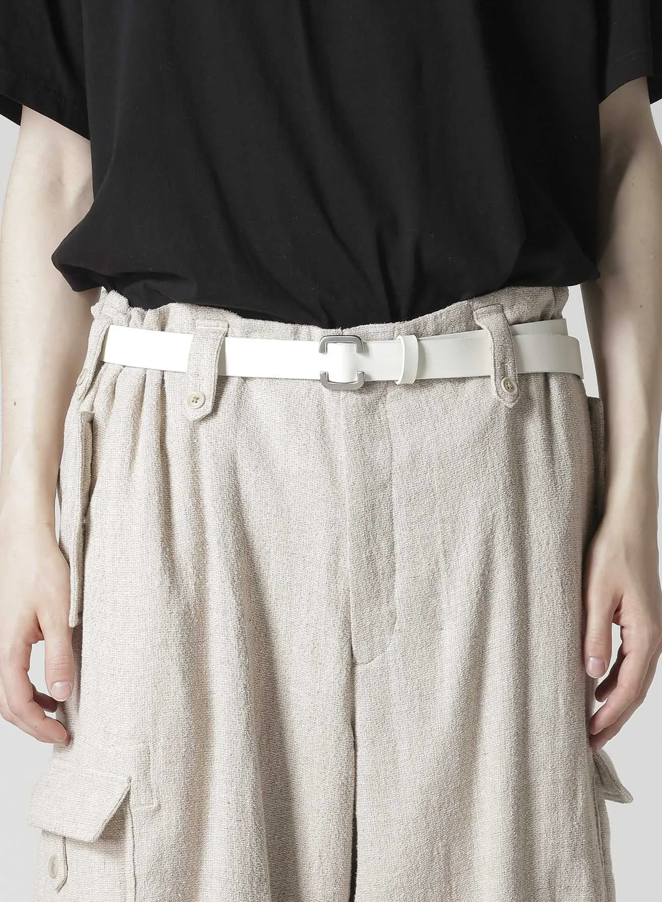 SILK LINEN TWEED GUSSET POCKET PADDED PANTS sold by Yohji Yamamoto product image thumbnail 3