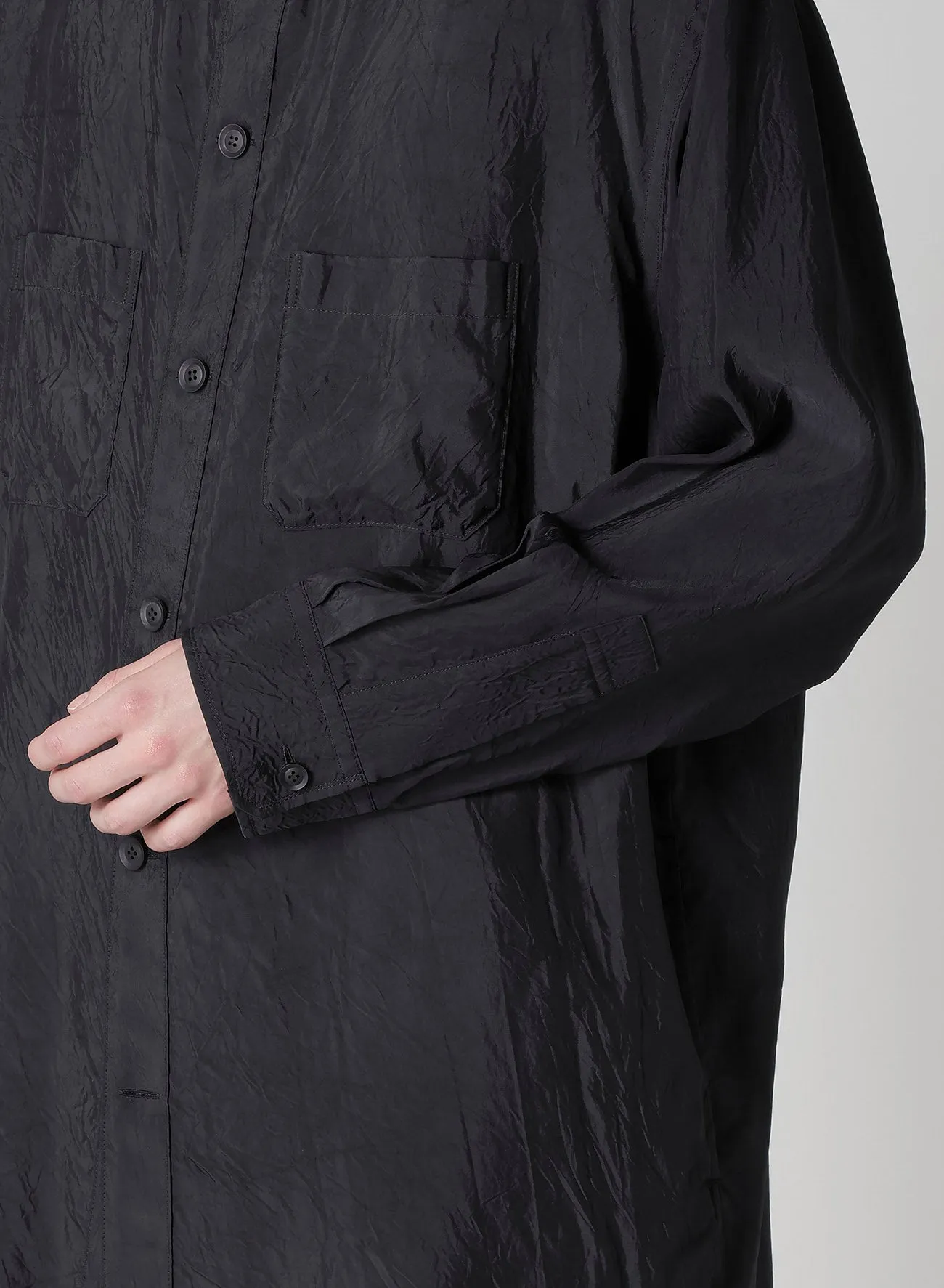 Cu TAFFETA OPEN COLLAR SHOULDER PL BLOUSE sold by Yohji Yamamoto product image thumbnail 4