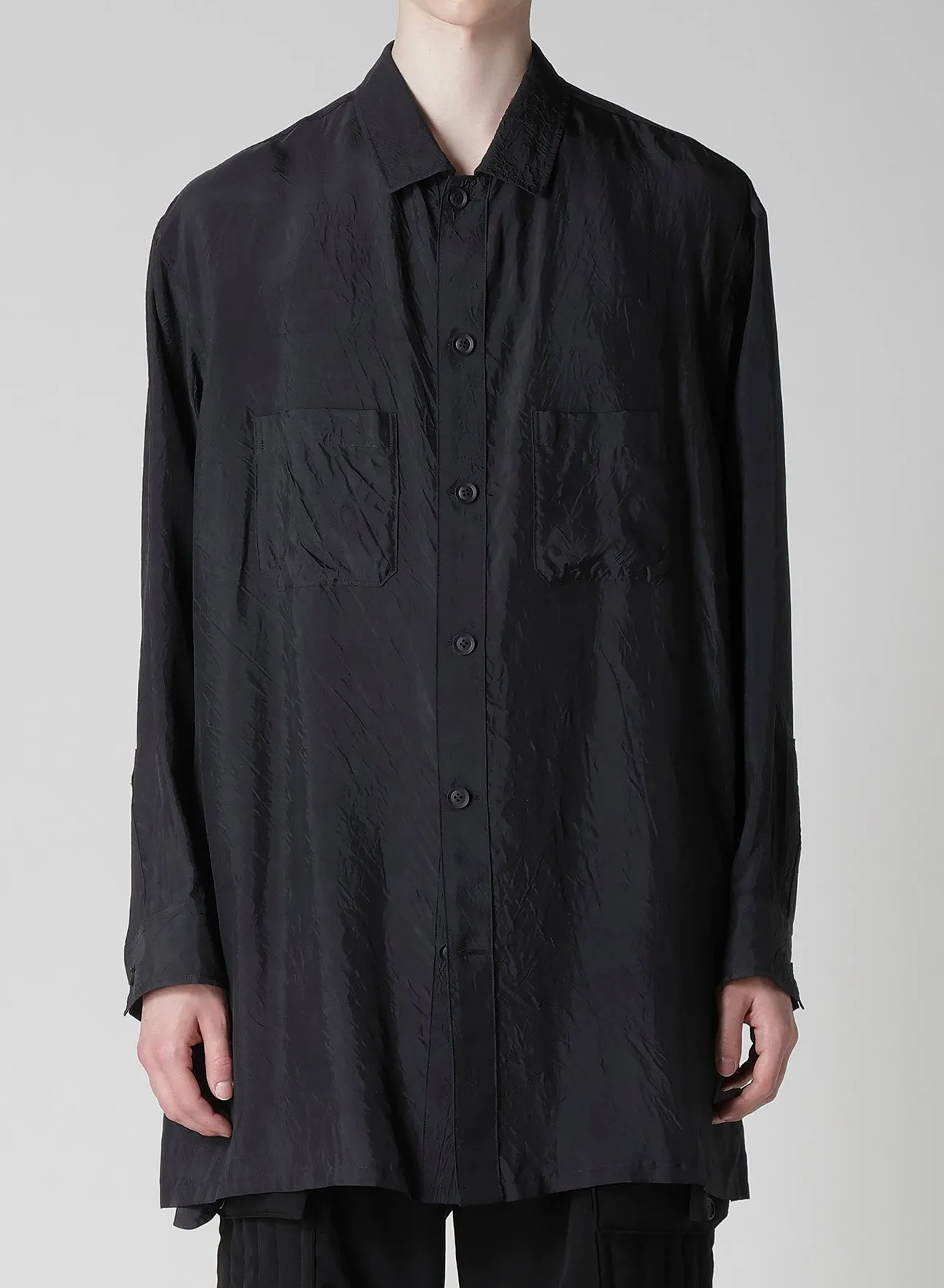 Cu TAFFETA OPEN COLLAR SHOULDER PL BLOUSE sold by Yohji Yamamoto product image thumbnail 2
