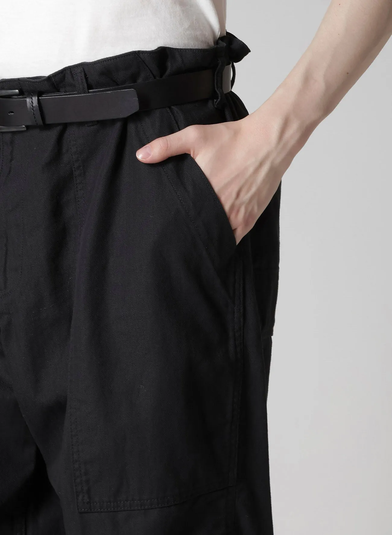 BLACK SCANDAL HERRINGBONE HEM ZIP PAINTER PANTS sold by Yohji Yamamoto product image thumbnail 4